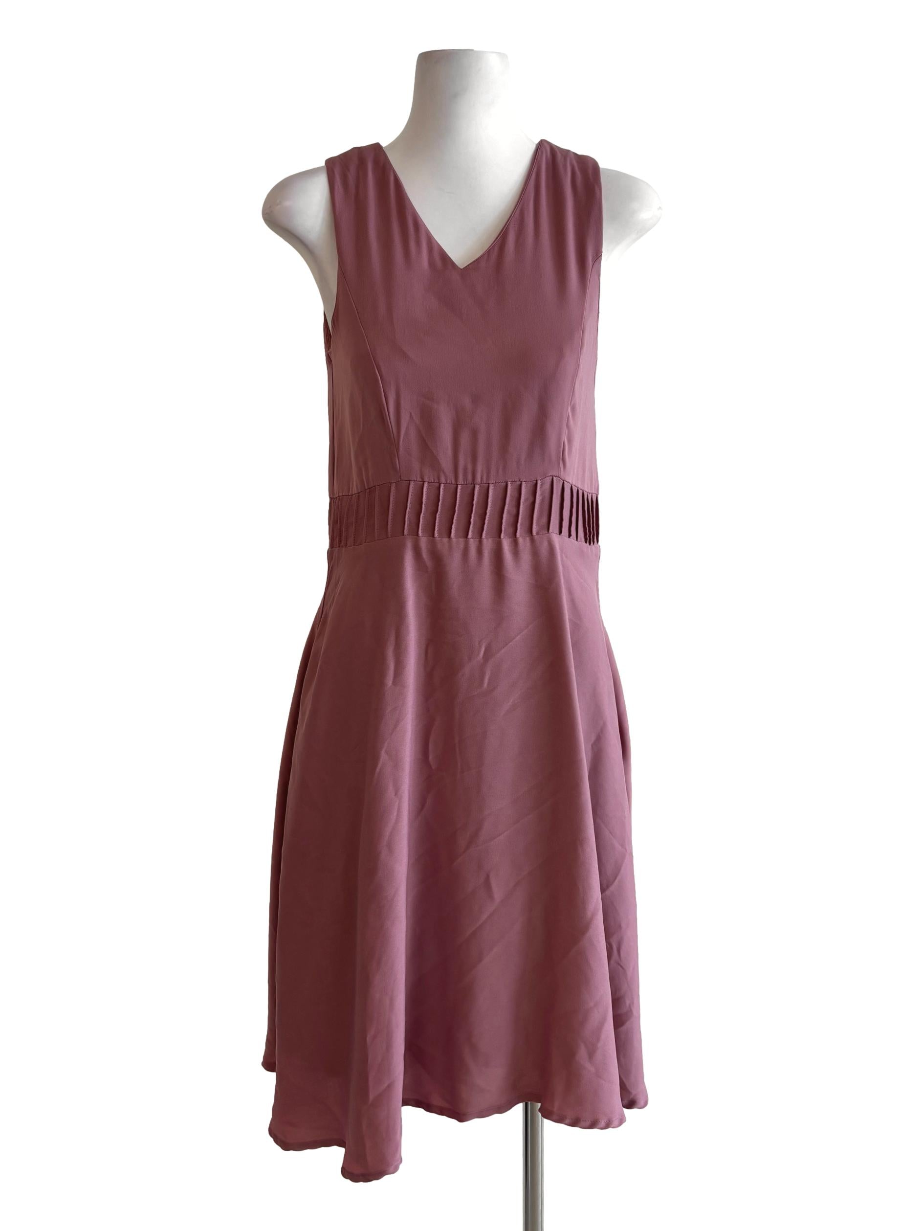 Dusty Pink Sleeveless A-Line Dress