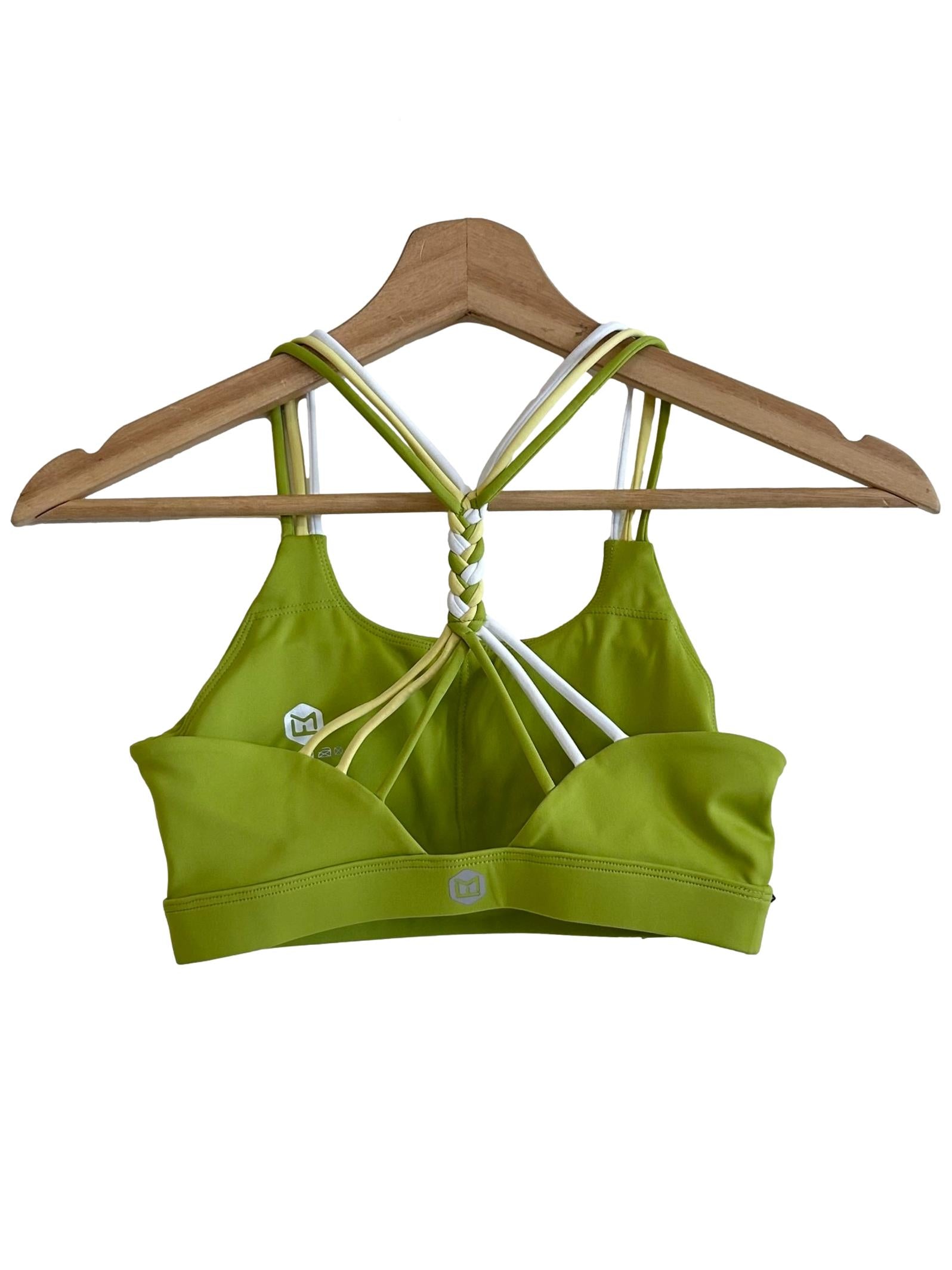 Pear Green Braided Strap Sport Bra