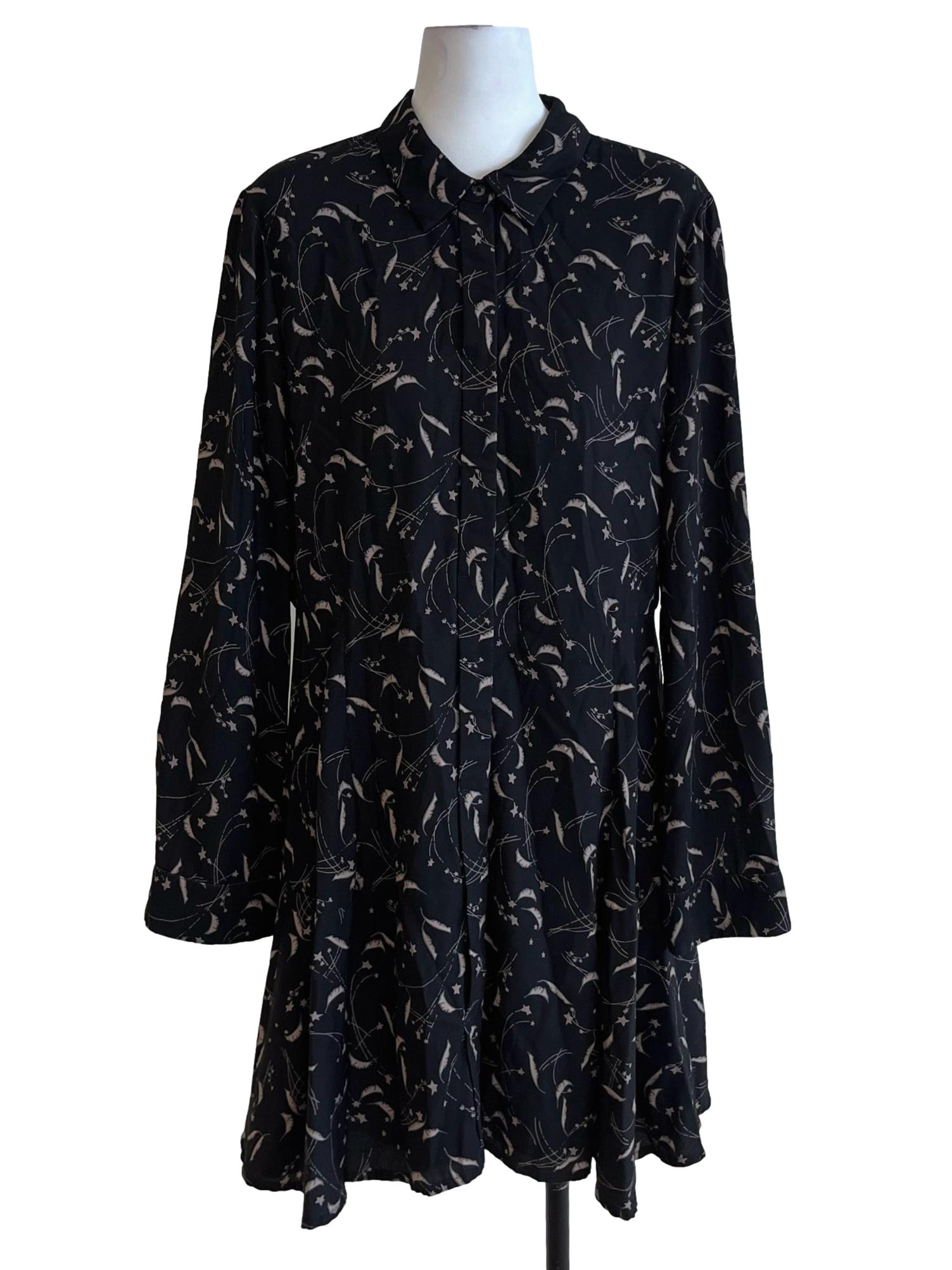 Black Abstract Shirt Dress