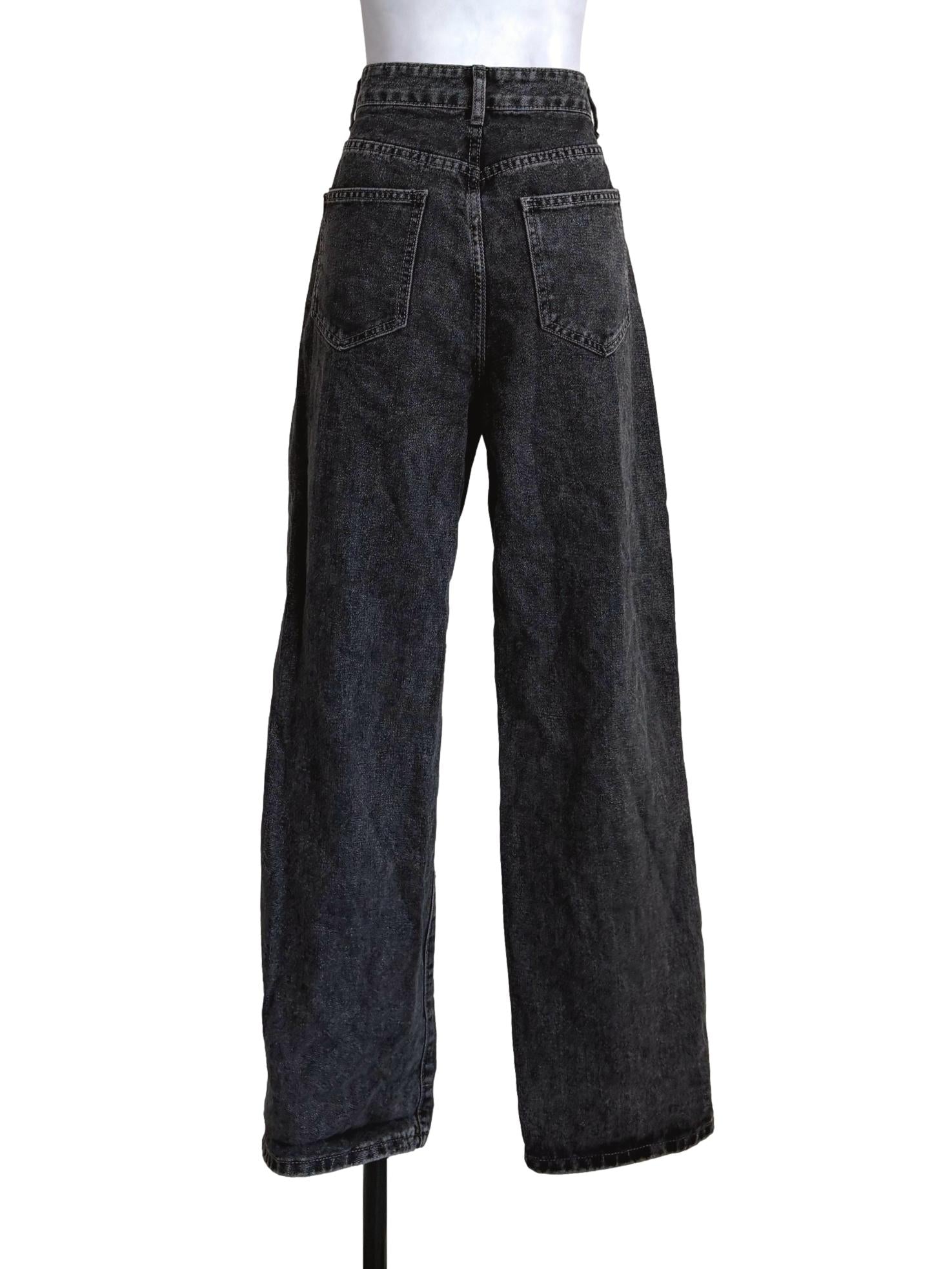 Black High Rise Wide Leg Jeans