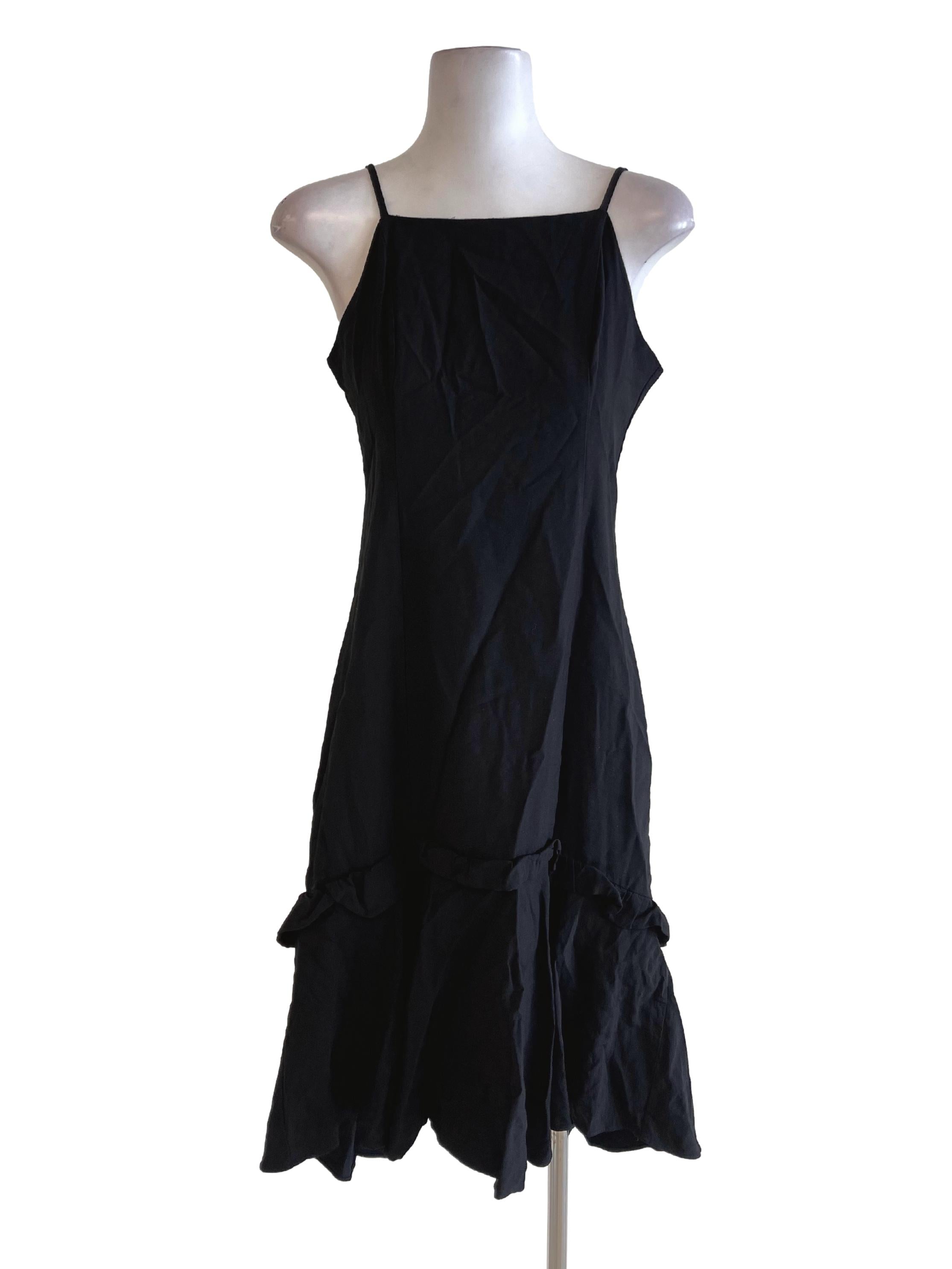 Black Spaghetti Strap Ruffle Dress TEM