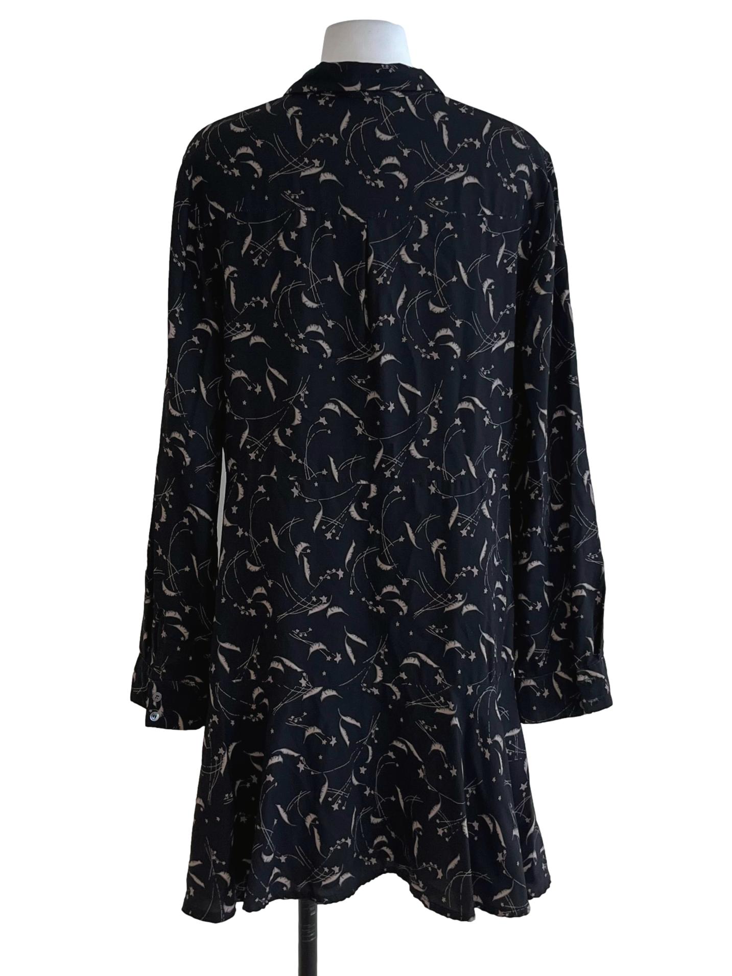Black Abstract Shirt Dress