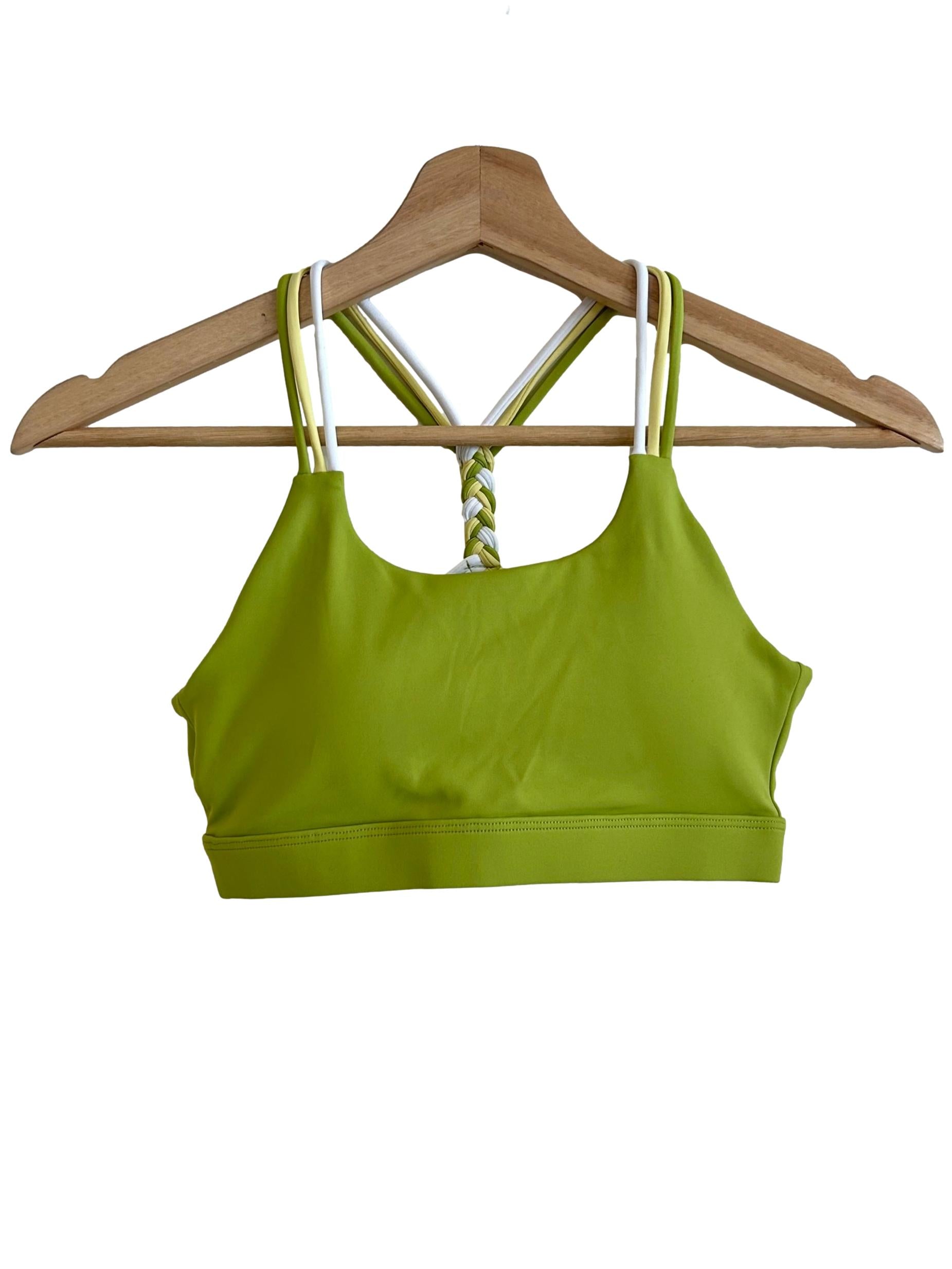 Pear Green Braided Strap Sport Bra