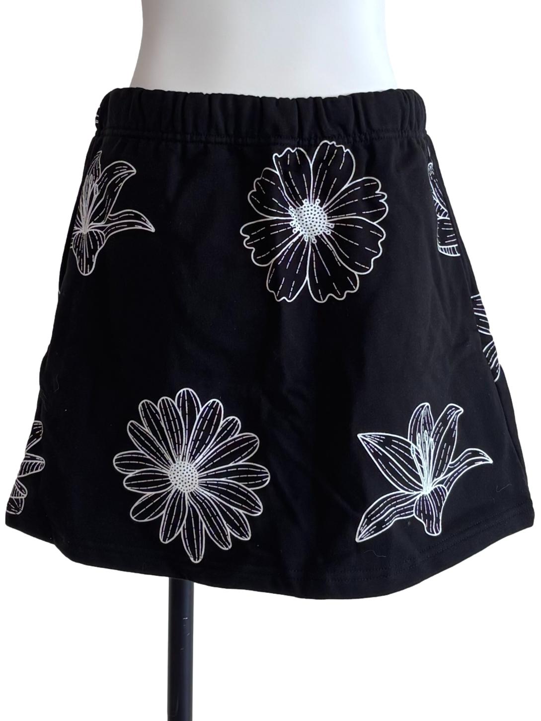 Black Patterned Mini Skirt