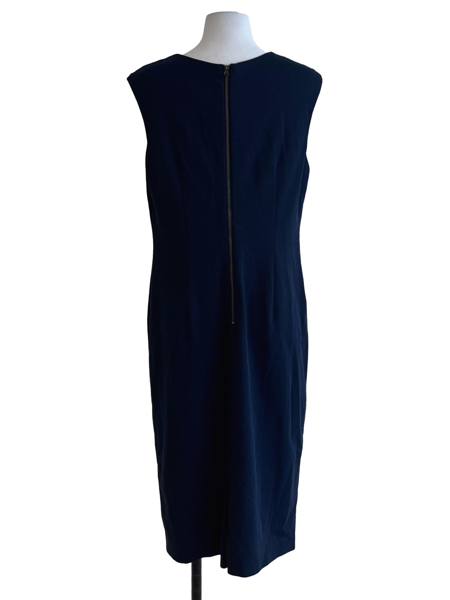 Navy Blue V-Neckline Sheath Dress