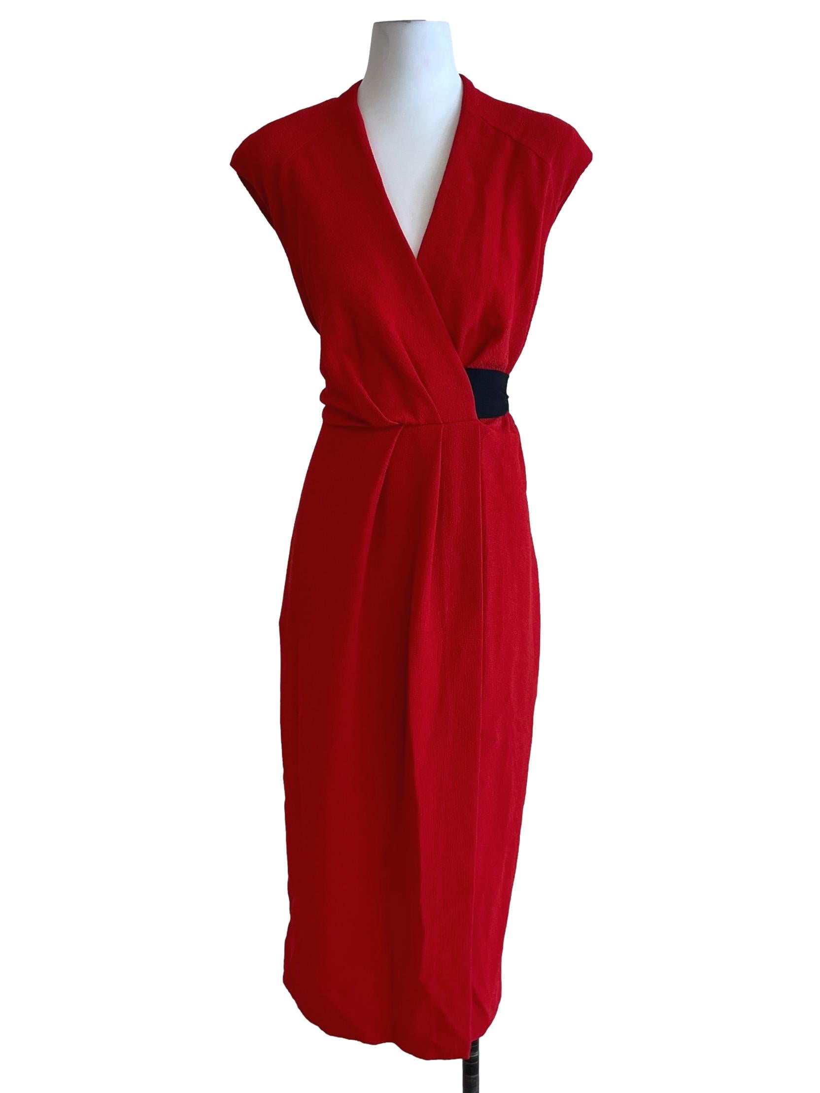 Blood Red V-Neckline Sheath Dress