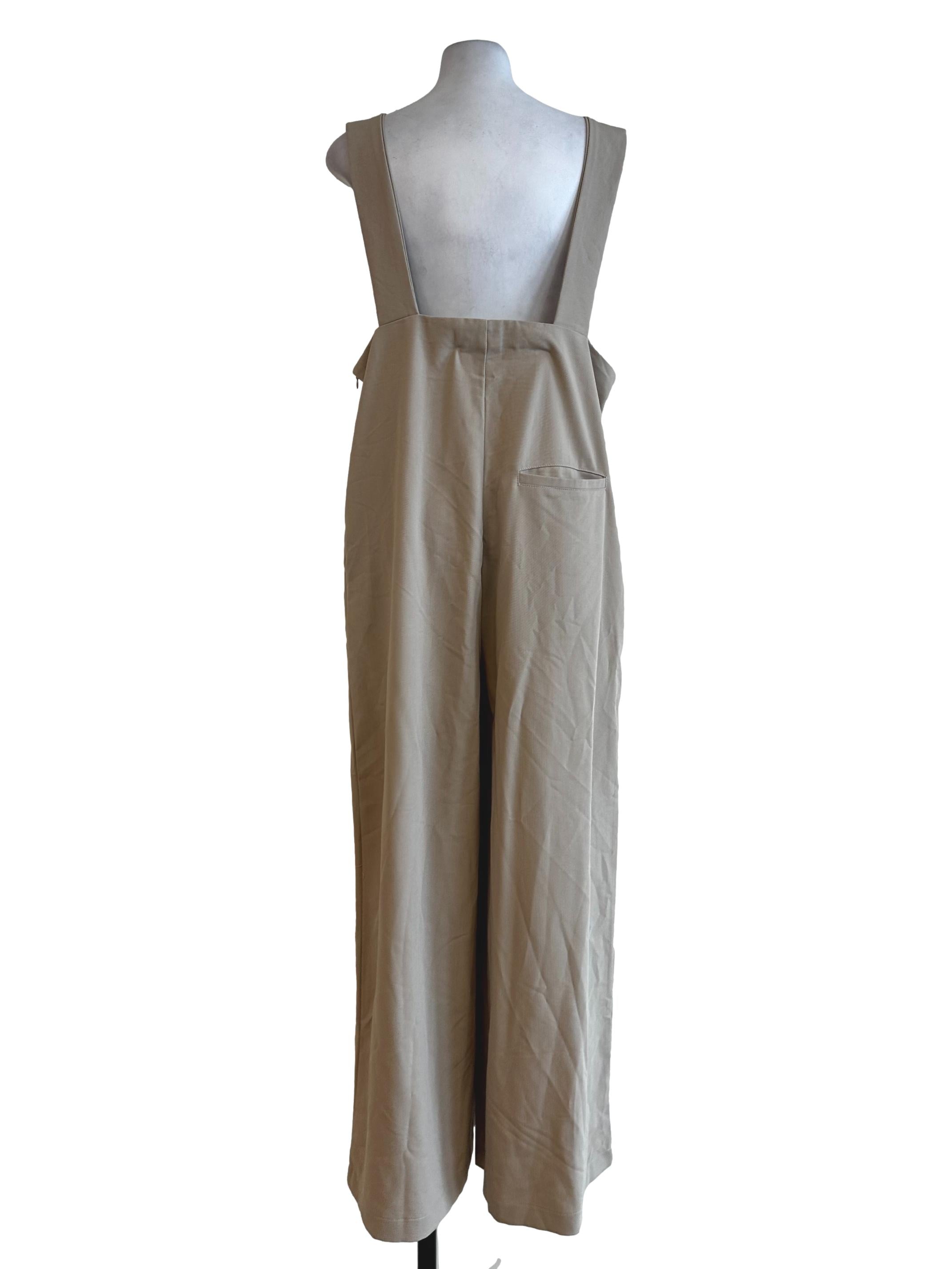 Beige Plain Jumpsuits