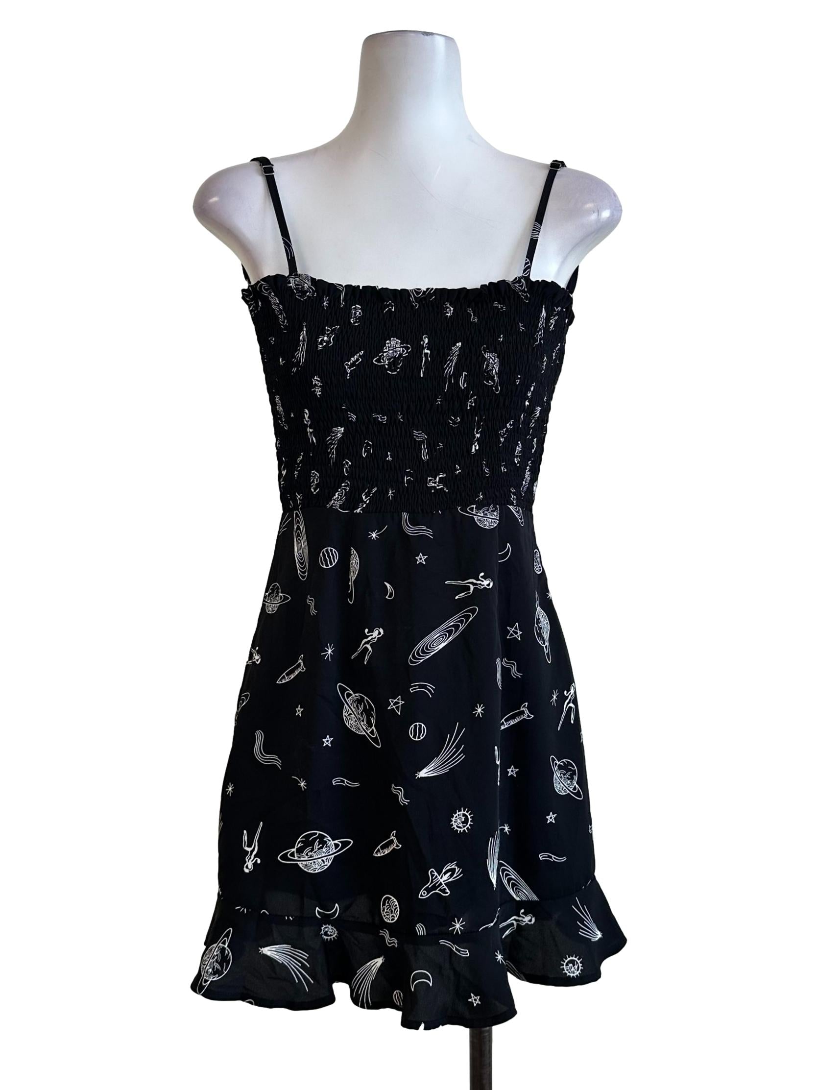 Black Printed Sleeveless Romper