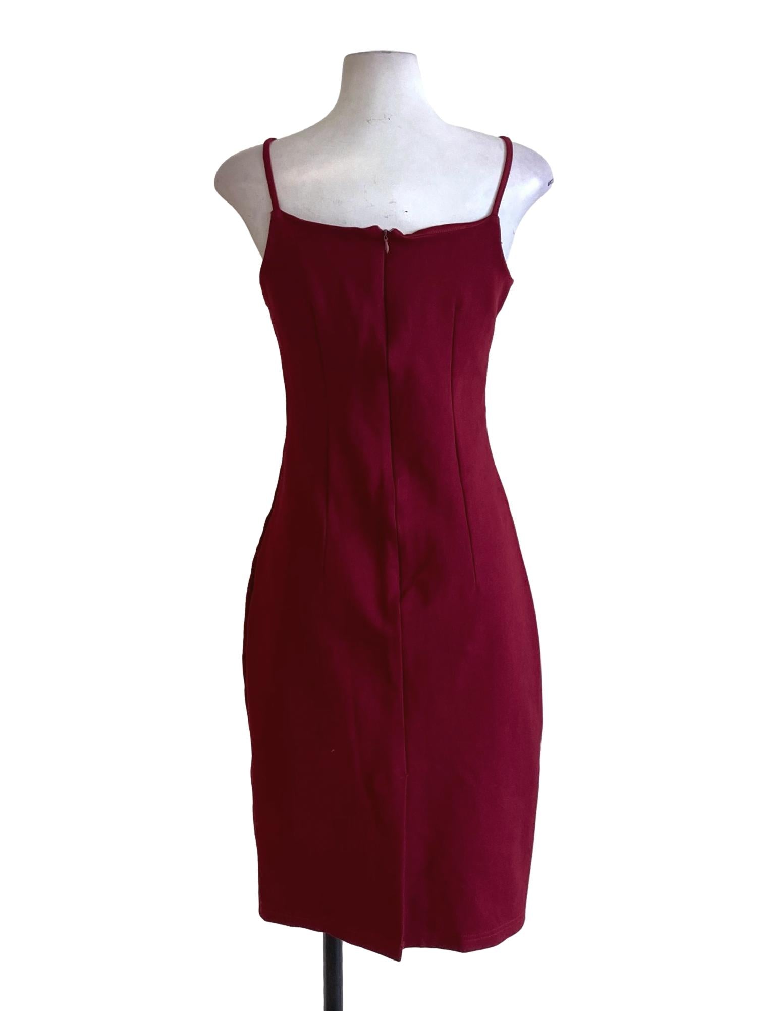 Blood Red Spaghetti Strap Fit Bodycon Dress