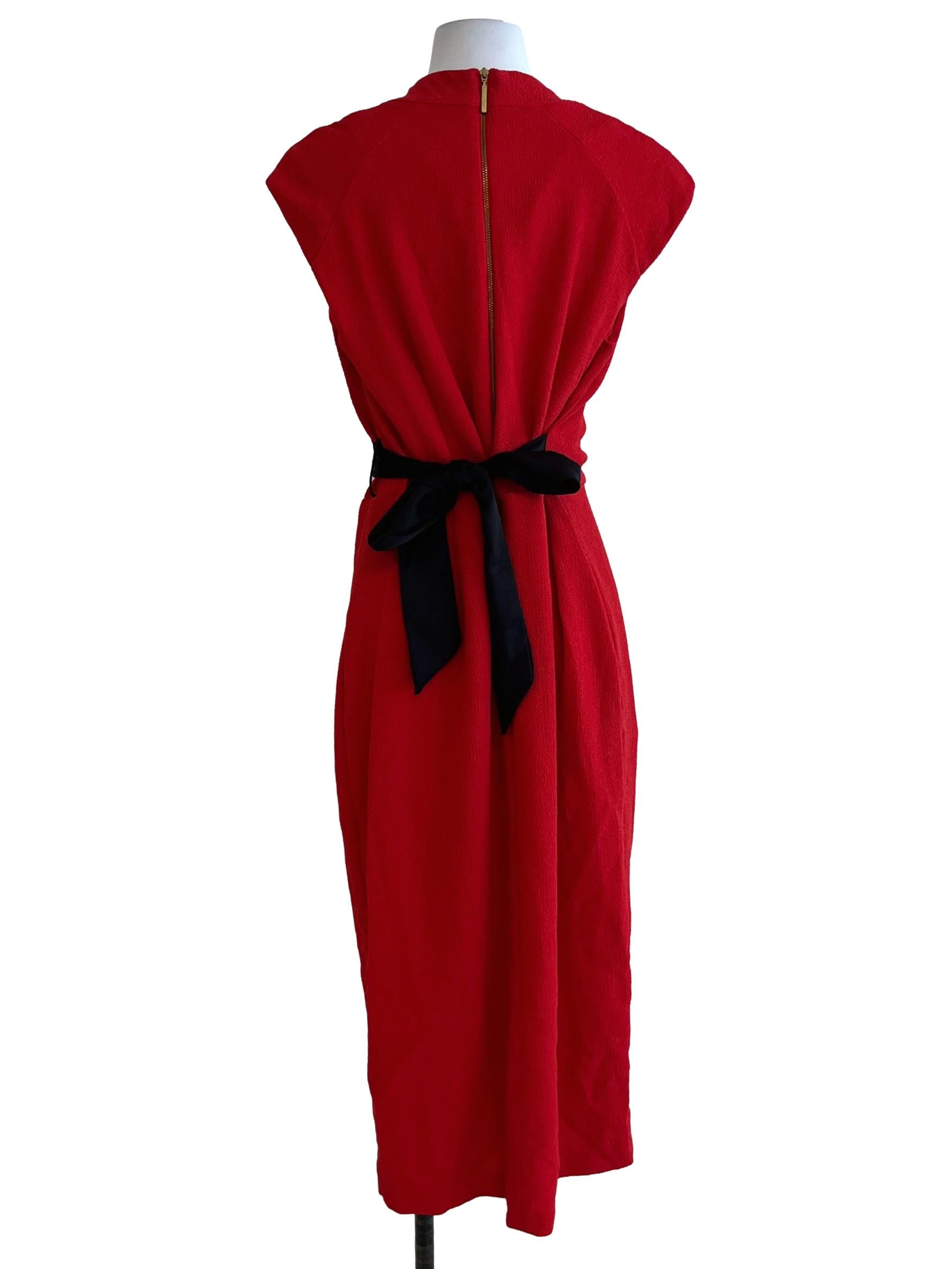 Blood Red V-Neckline Sheath Dress