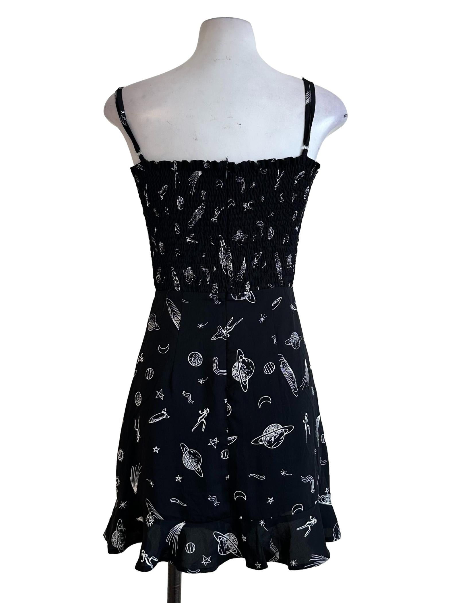 Black Printed Sleeveless Romper