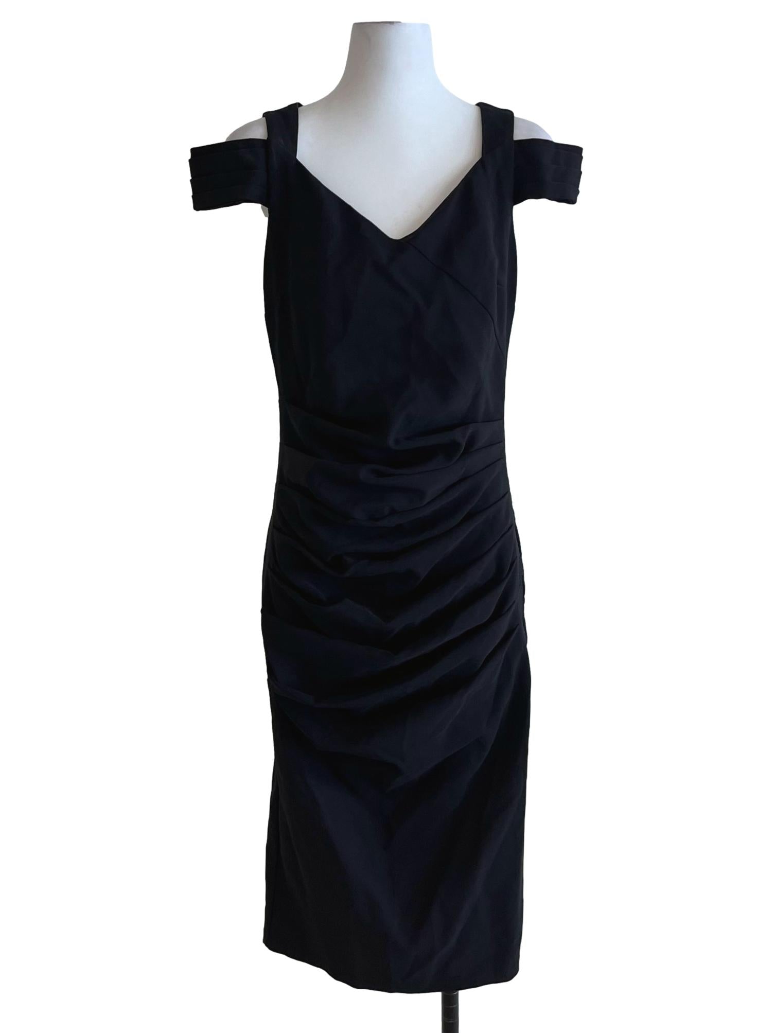 Black V-Neckline Shift Dress