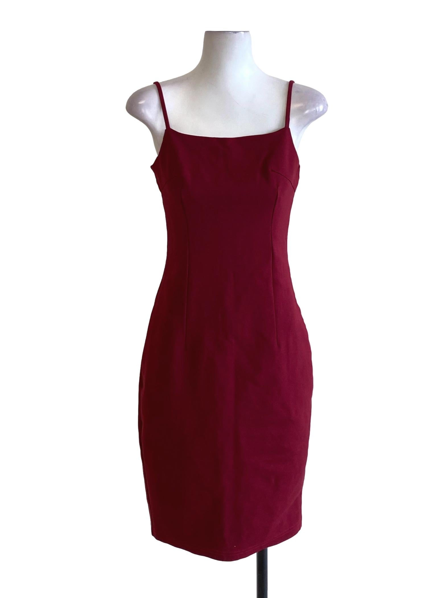Blood Red Spaghetti Strap Fit Bodycon Dress