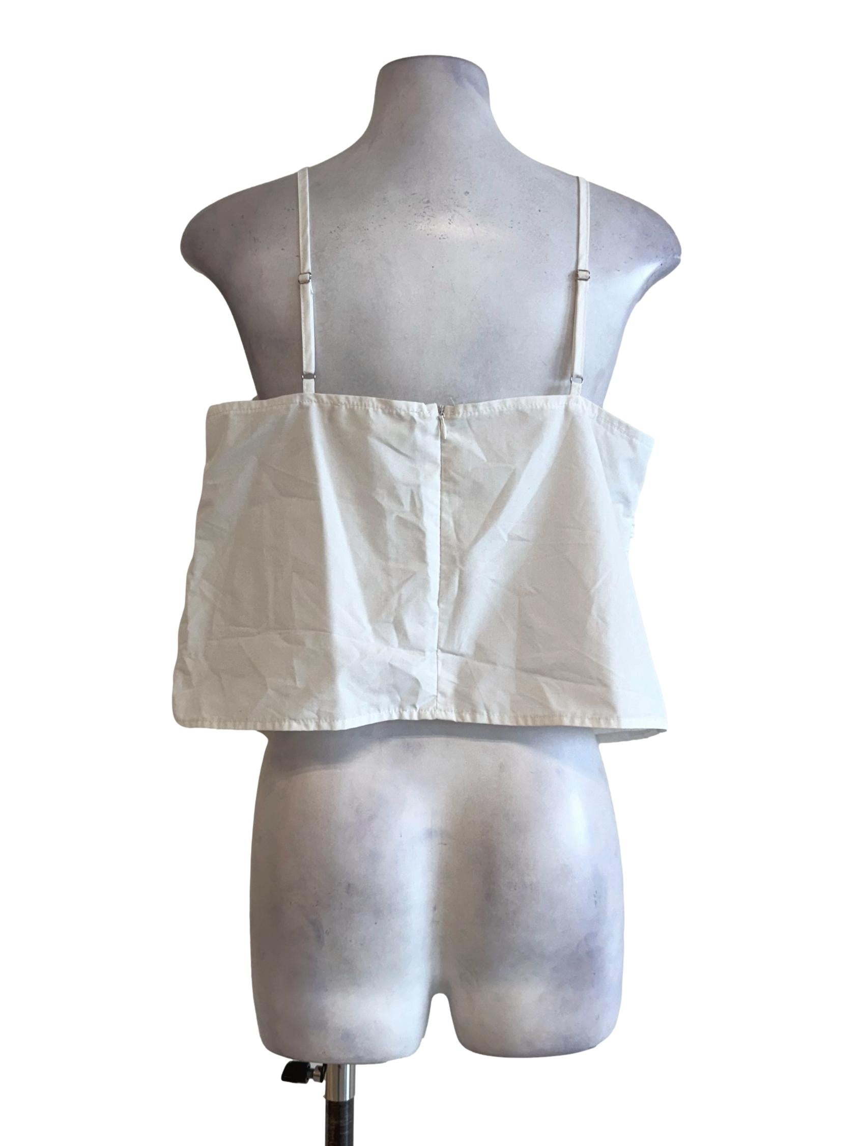 Muted White Three Bows Sleeveless Crop Top TTR