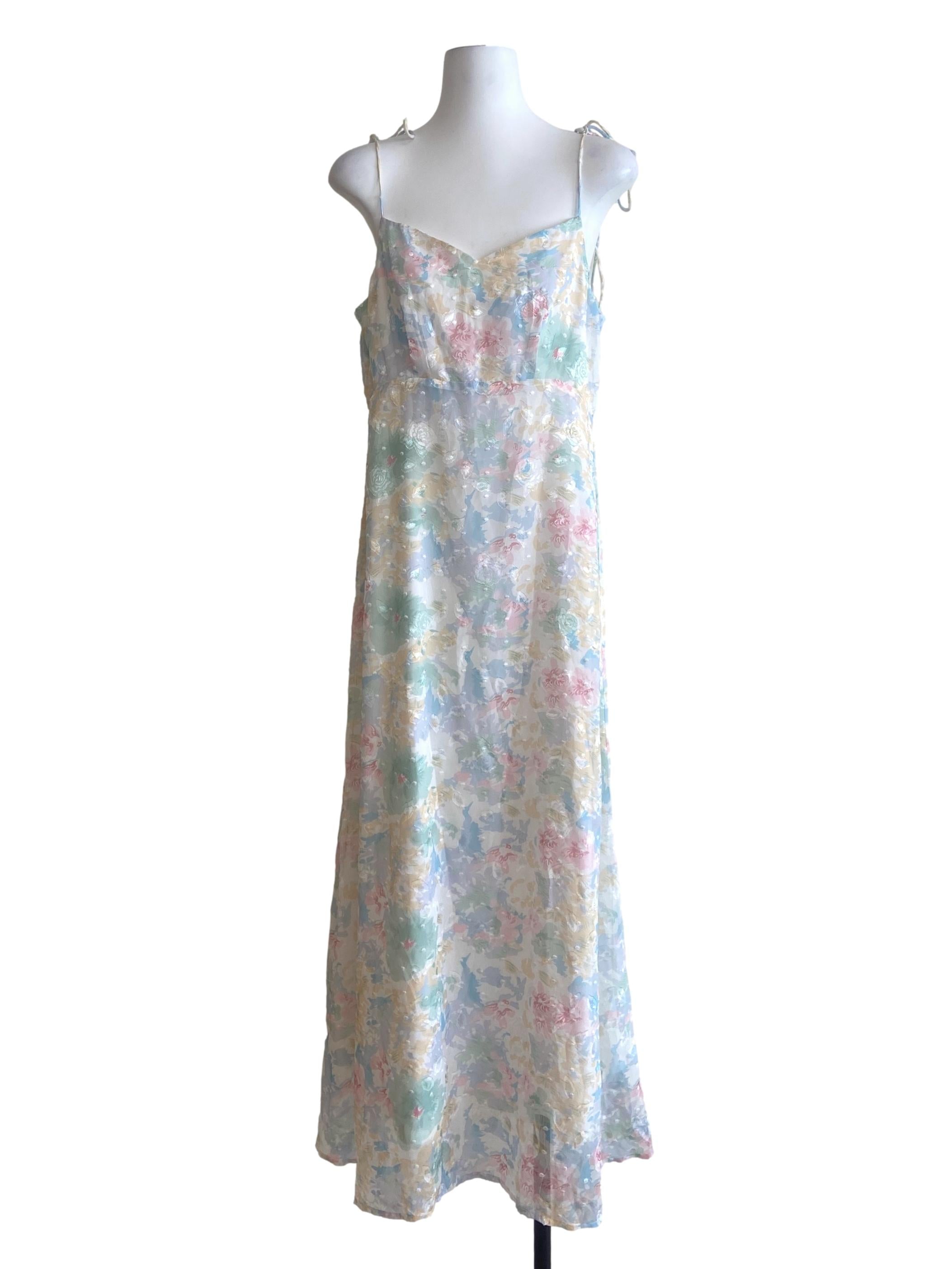 White & Colourful Floral Empire Dress TCL