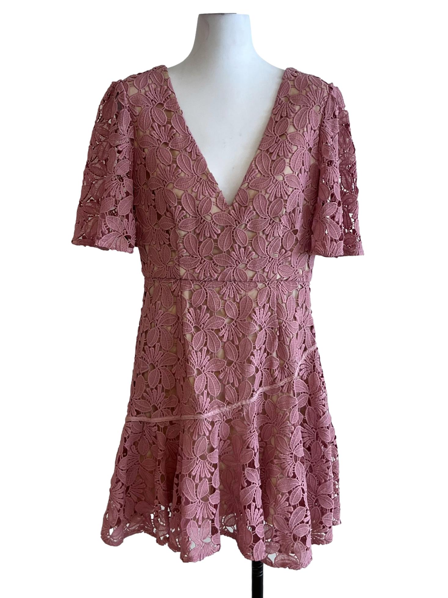 Pink V-Neckline Empire Dress