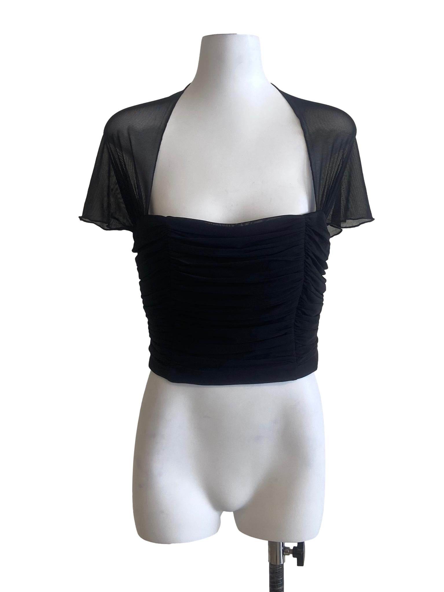 Black Queen Anne Neck Crop Top