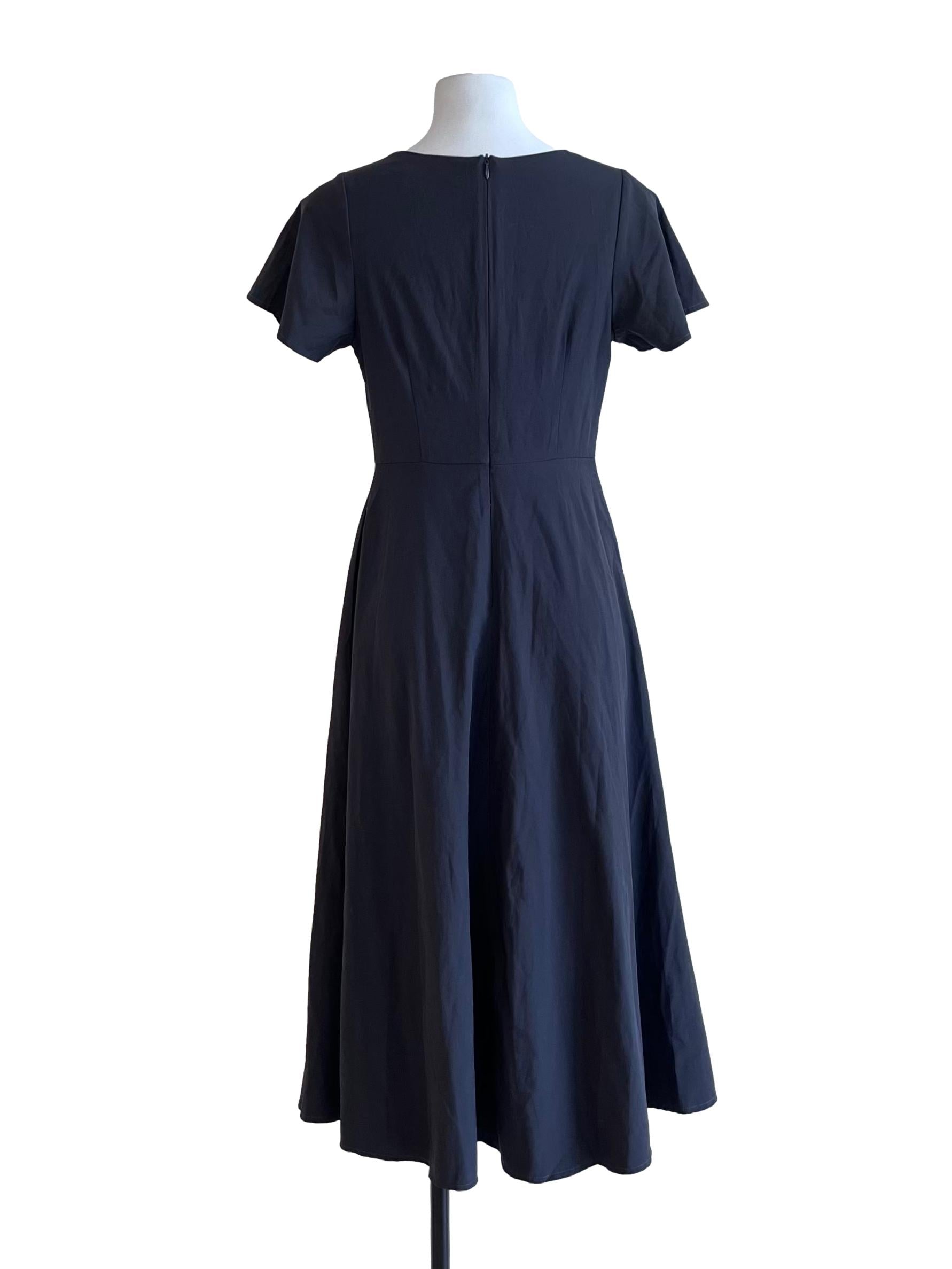 Charcoal Grey V Neck A-Line Dress