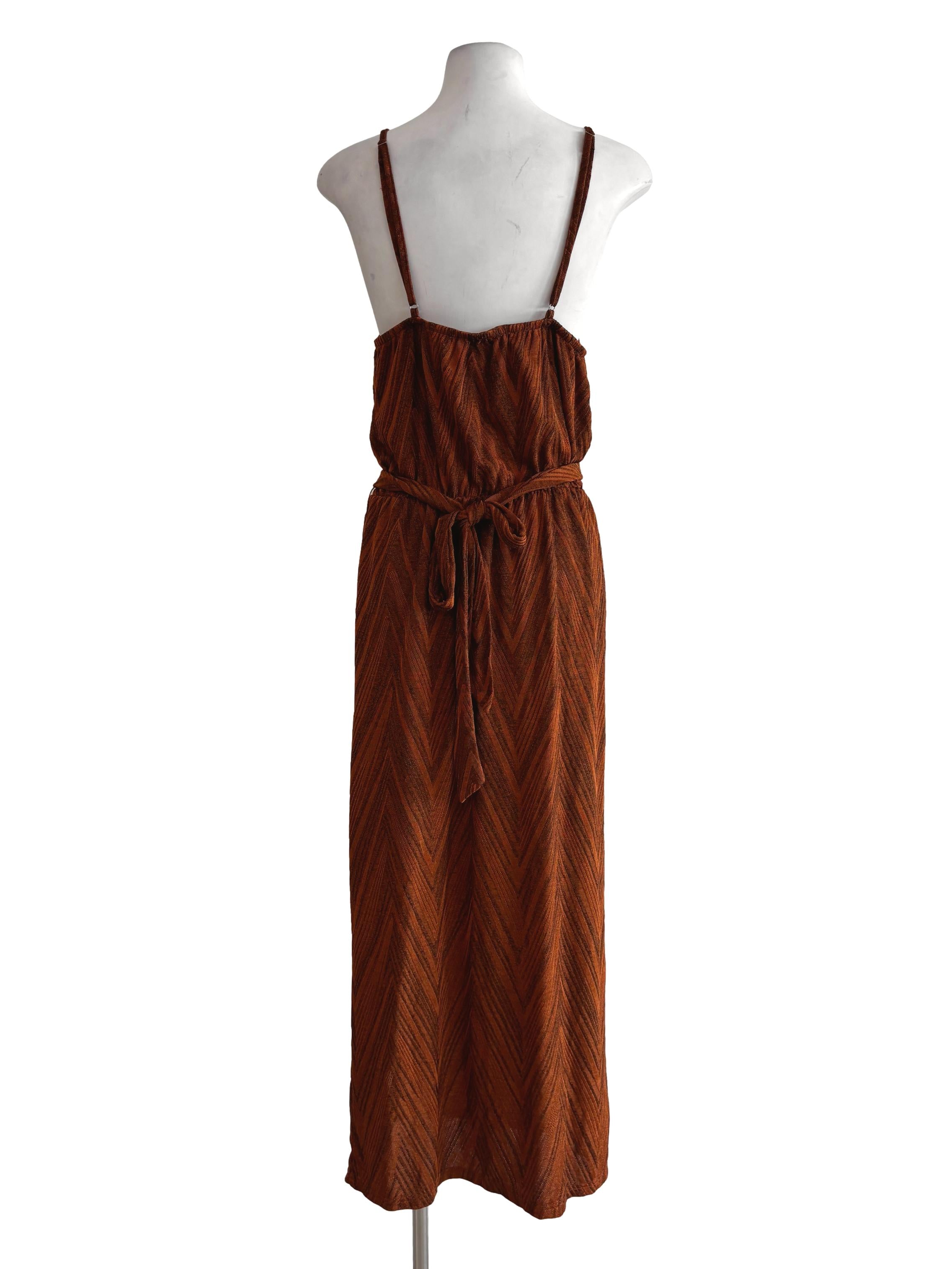 Auburn Brown Spaghetti Strap Slip Dress