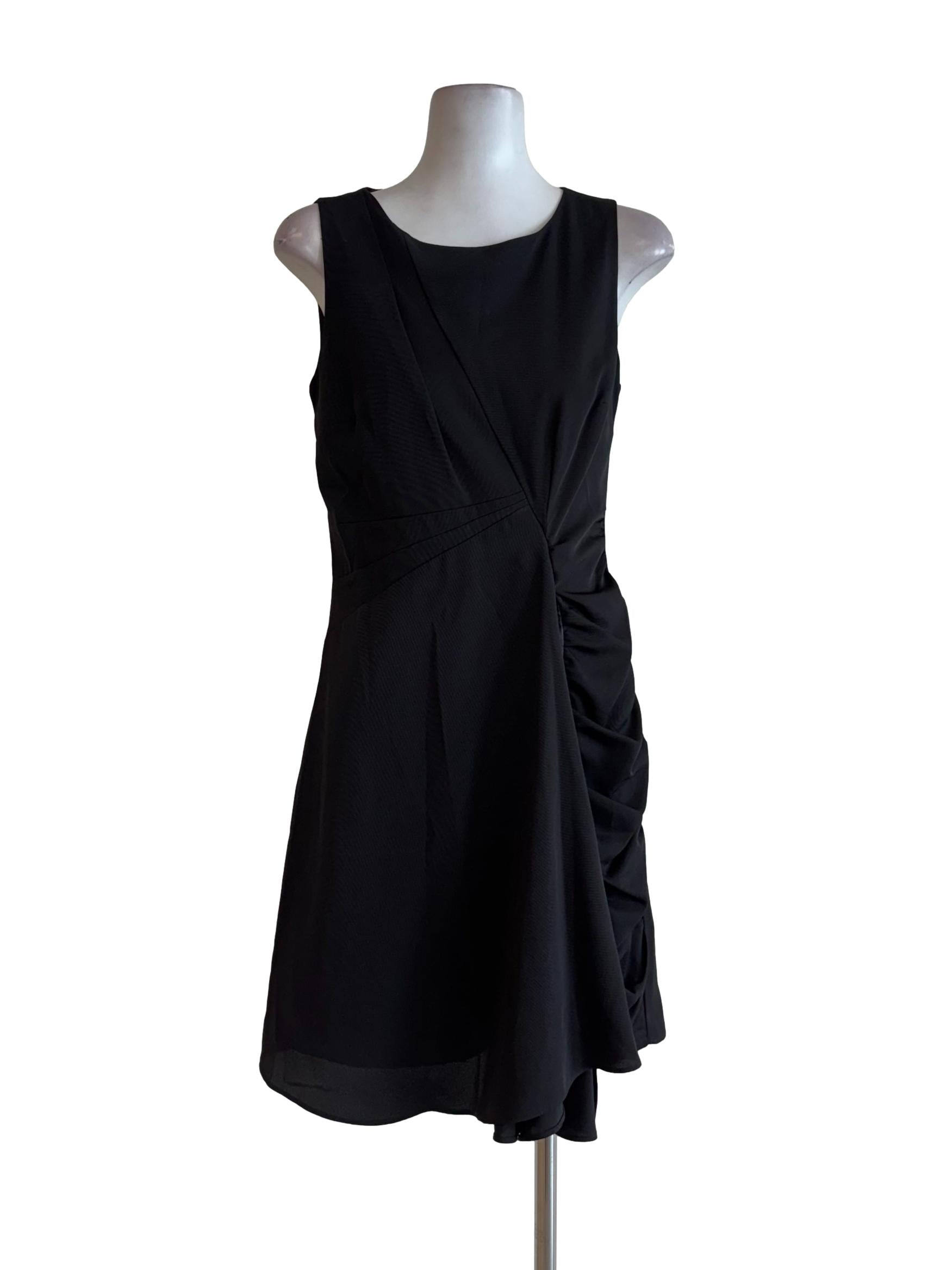 Jet Black Sleeveless Side Scrunch Dress