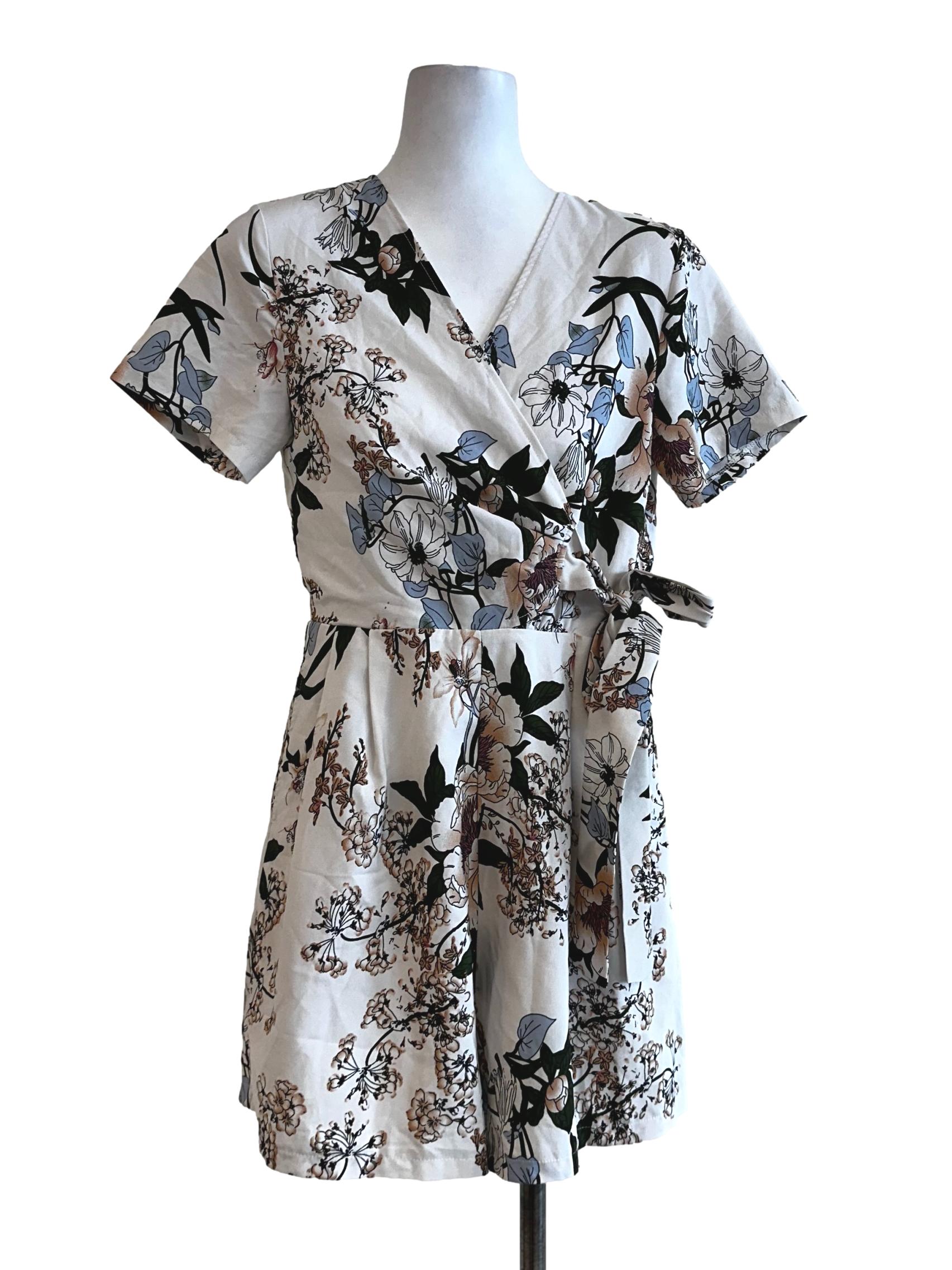 White Floral Pattern Rompers