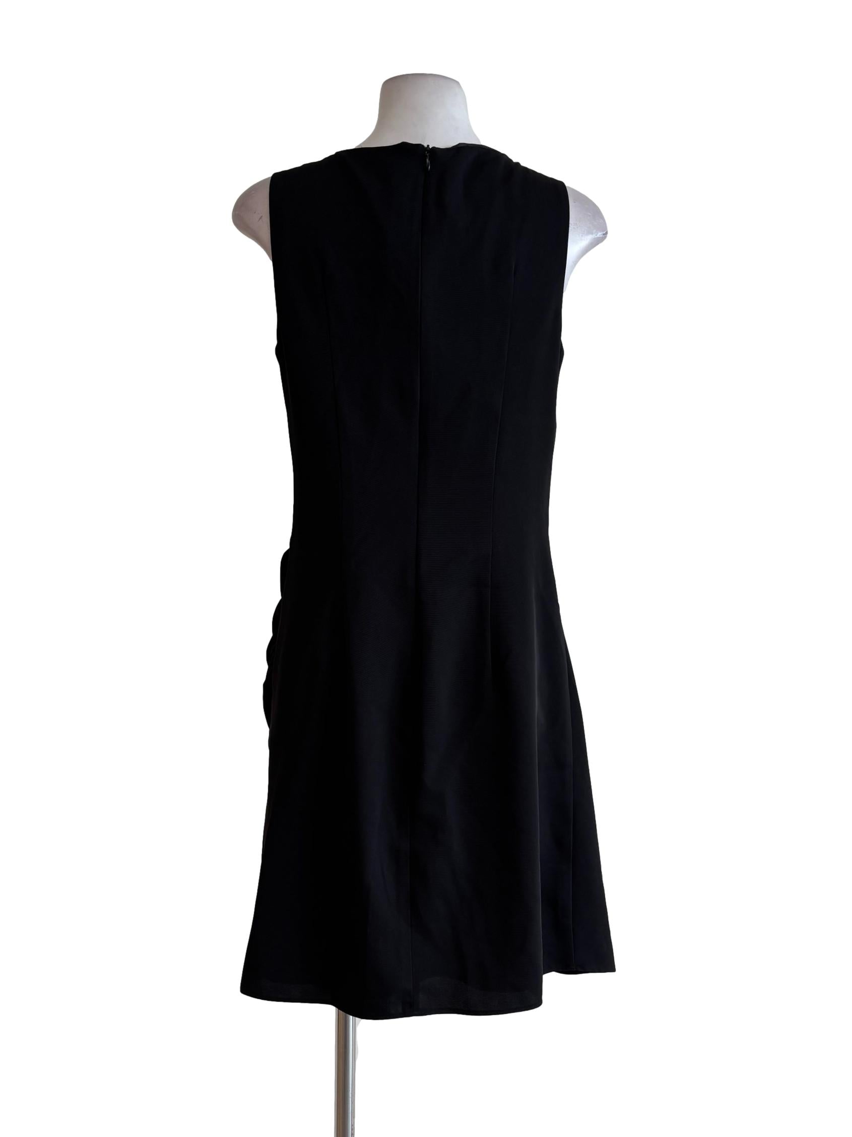 Jet Black Sleeveless Side Scrunch Dress