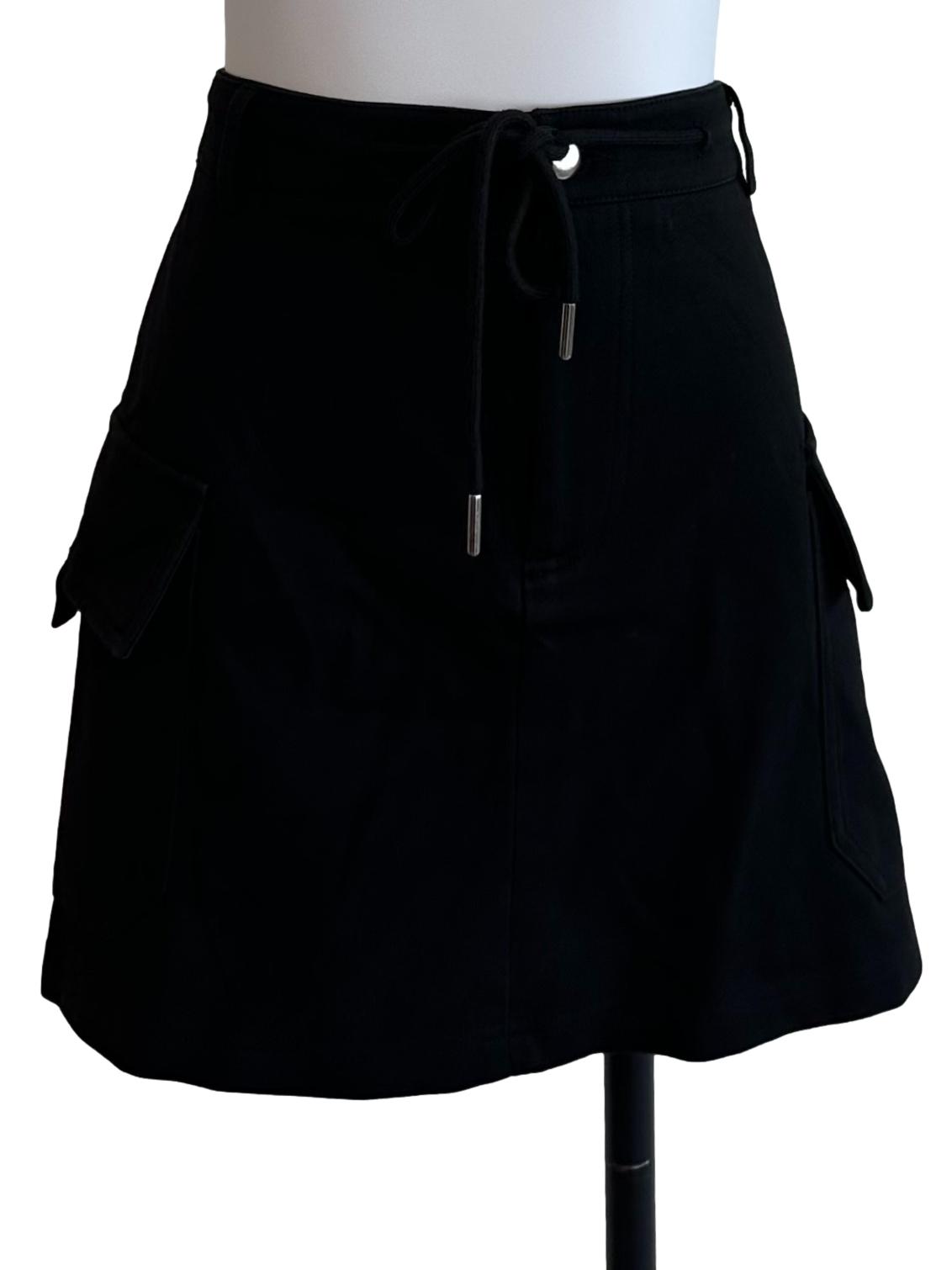 Rich Black Textured Strap Skorts