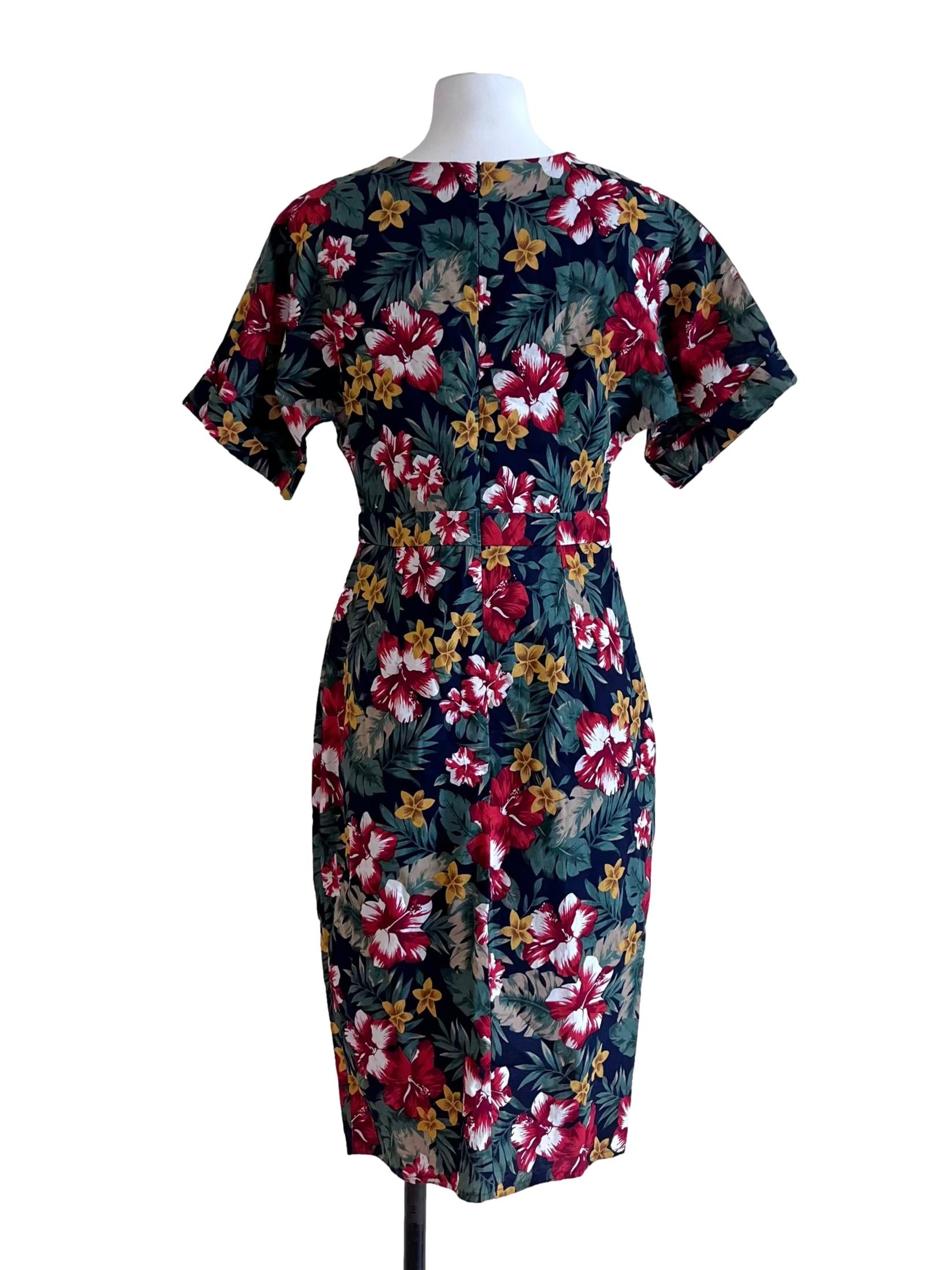 Navy Multi Colour Floral Print Midi Dress