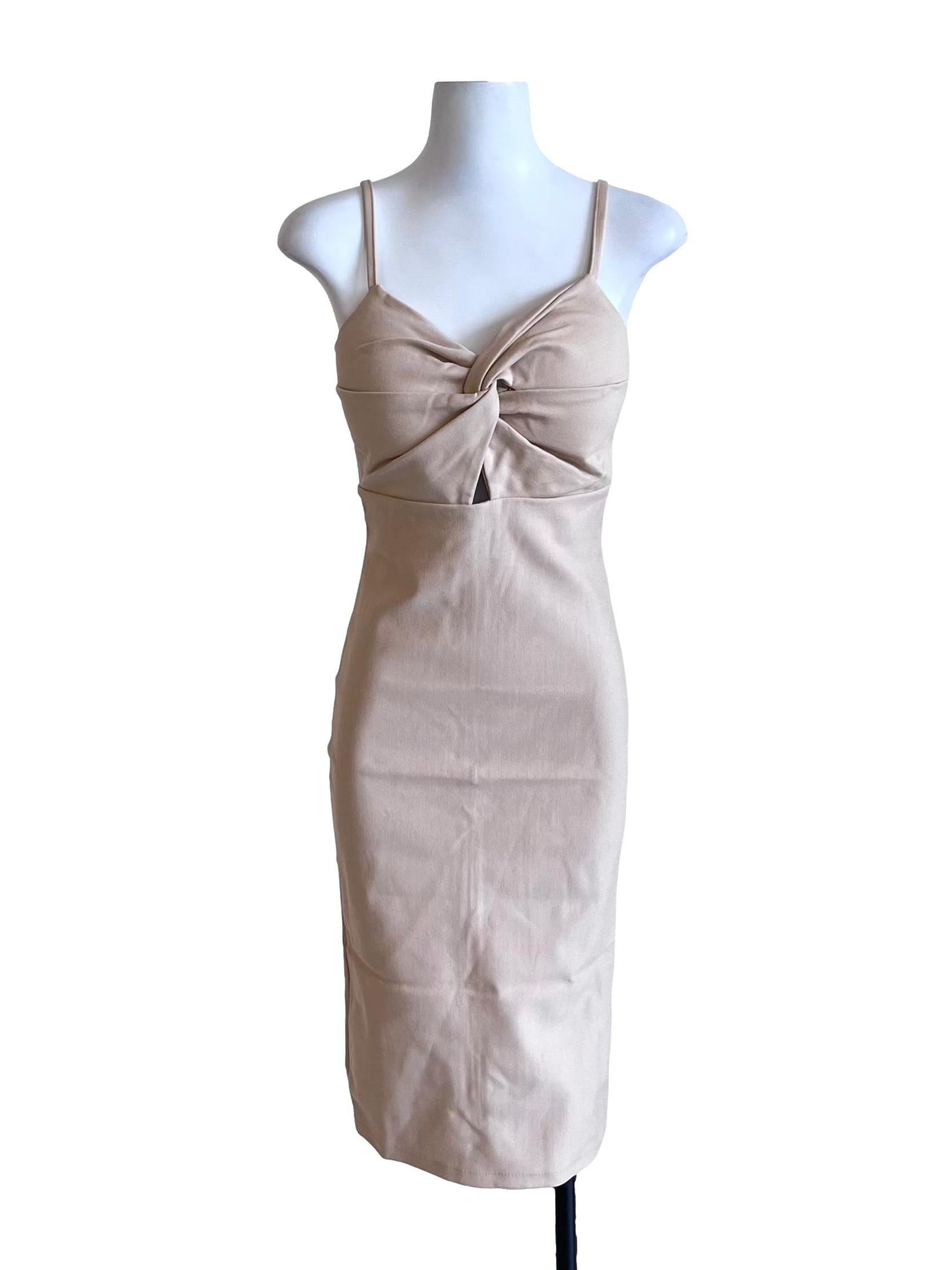 Light Beige Spaghetti Strap Bodycon Dress