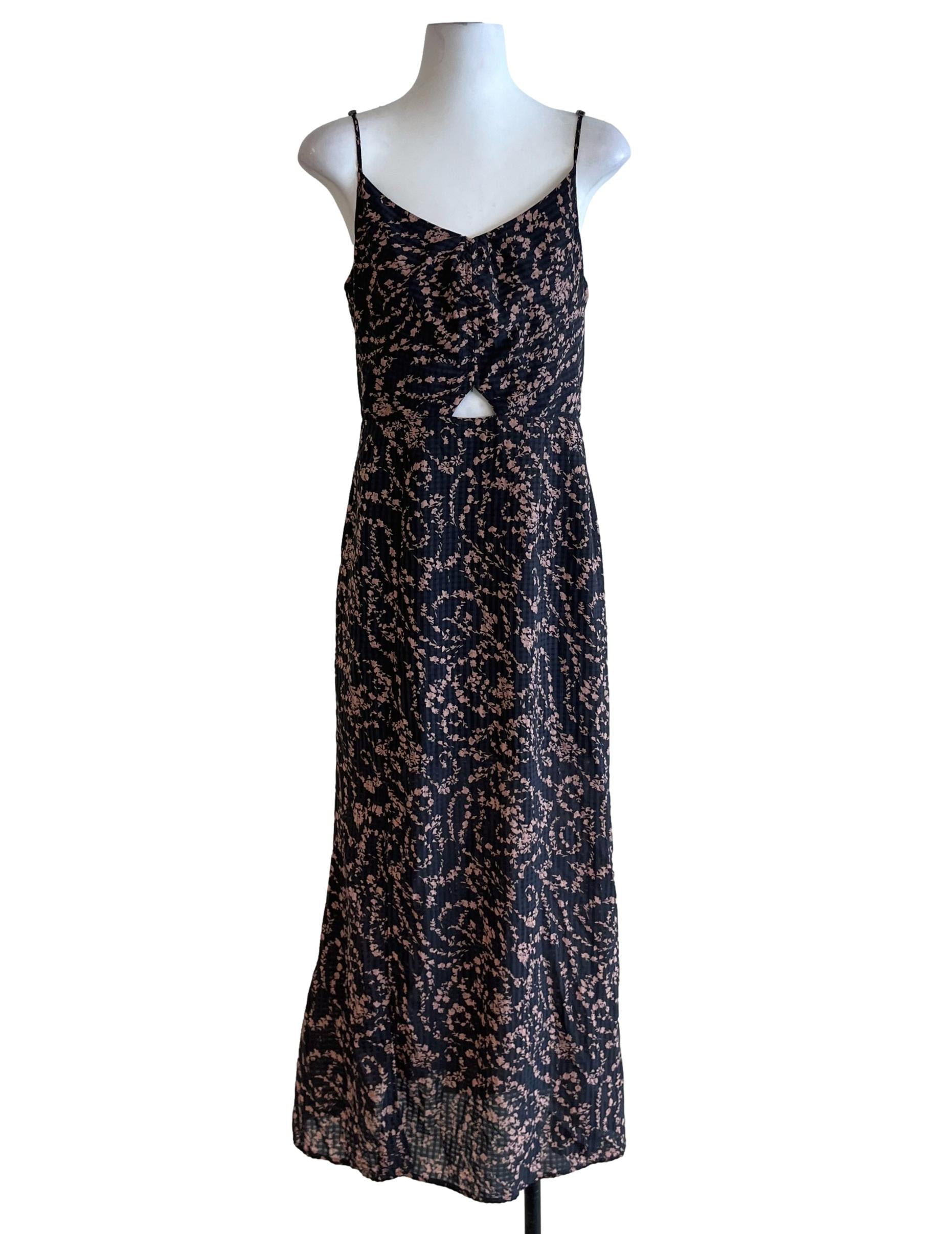Grey Floral A-Line Dress