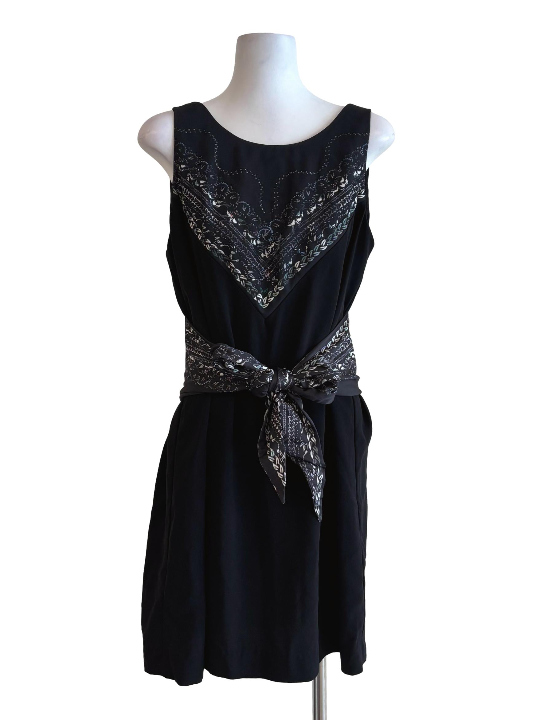Parisian Black Patterned Belt Dress