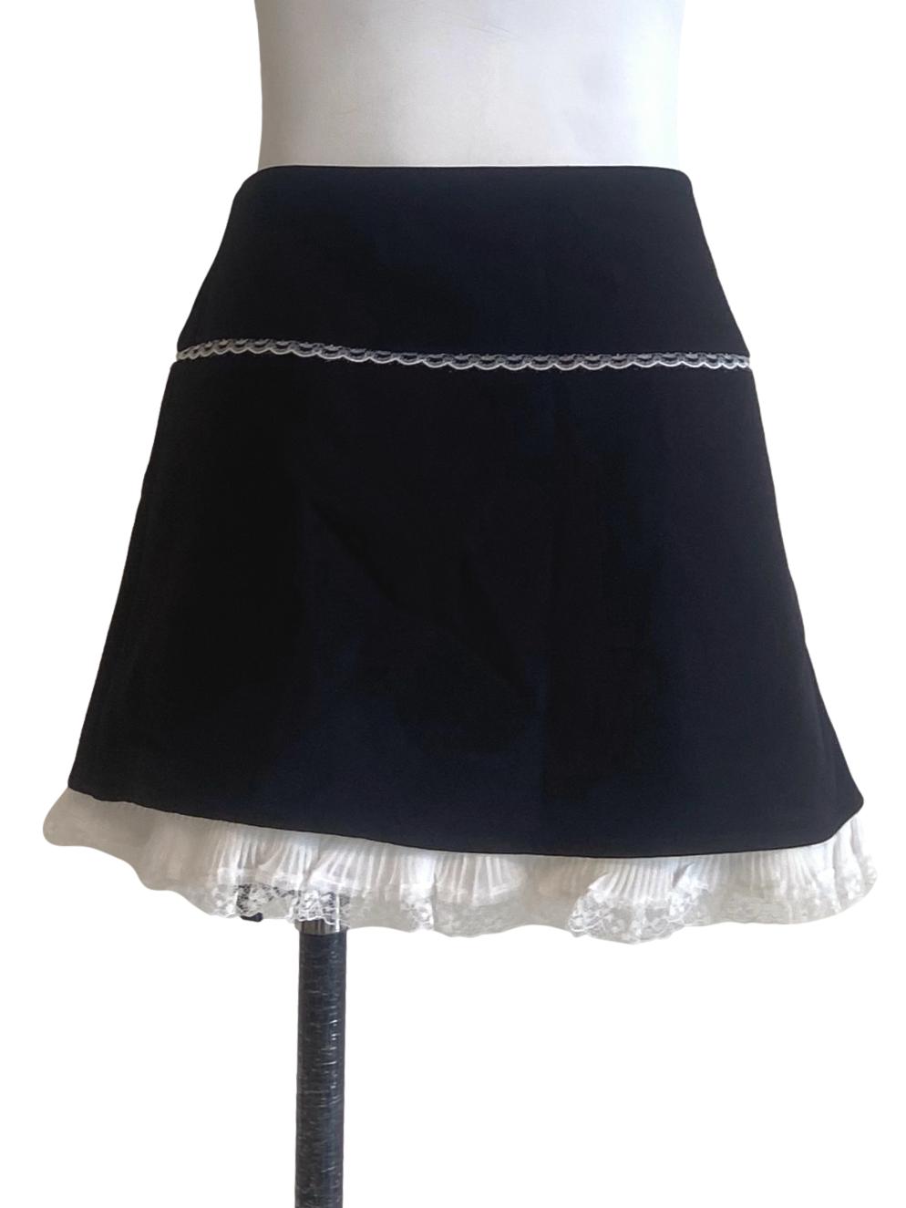 Black & Lace Slit Skirt