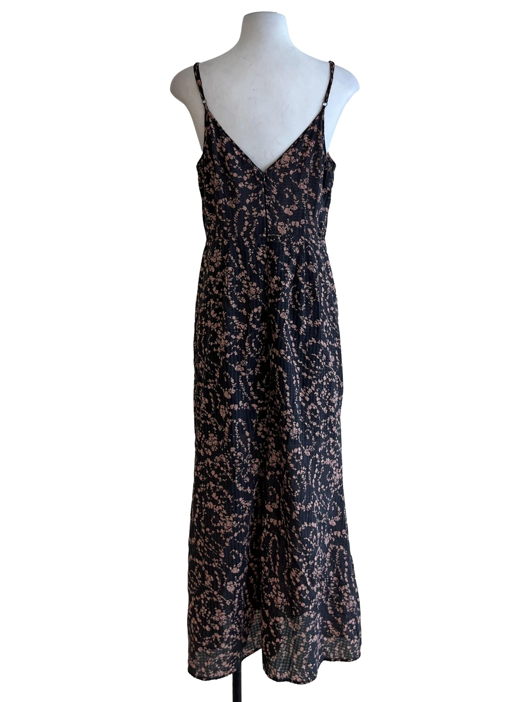 Grey Floral A-Line Dress