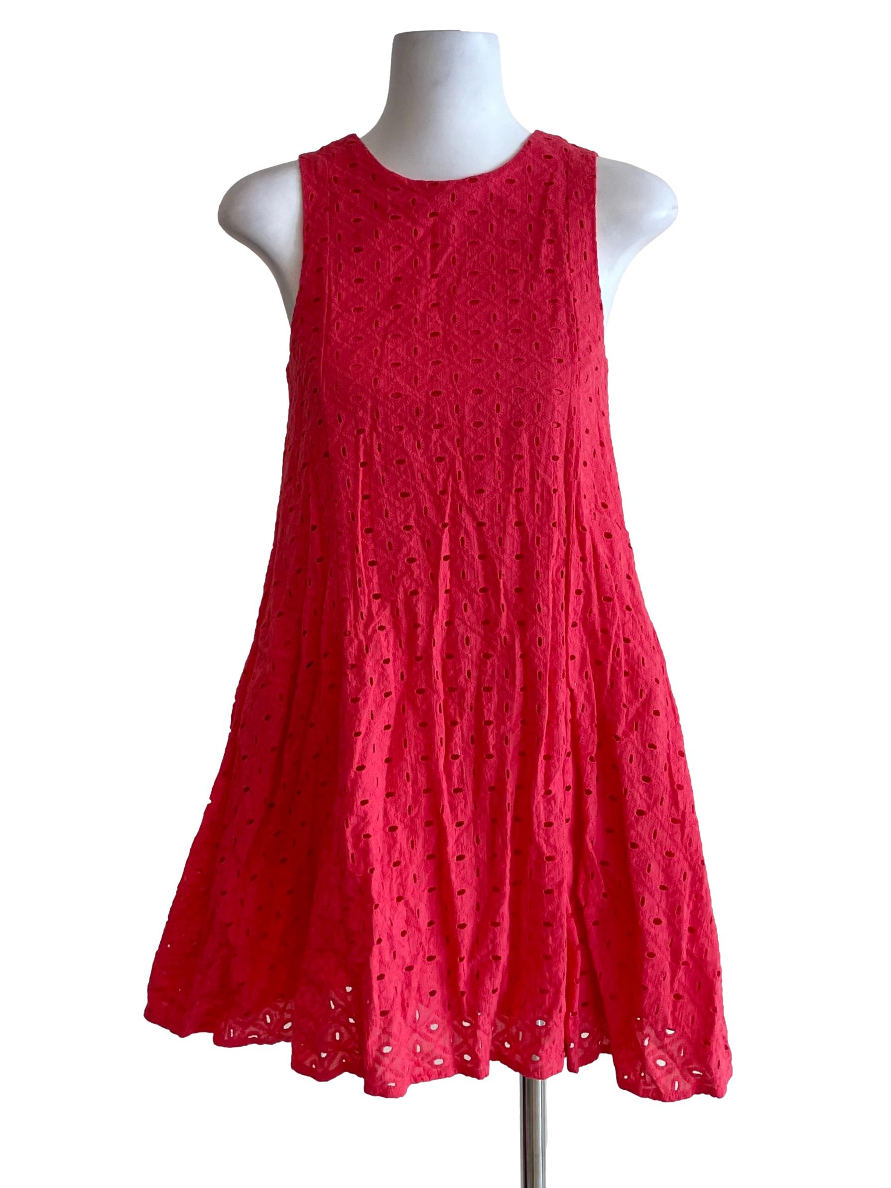 Candy Red Eyelet Sleeveless Dress
