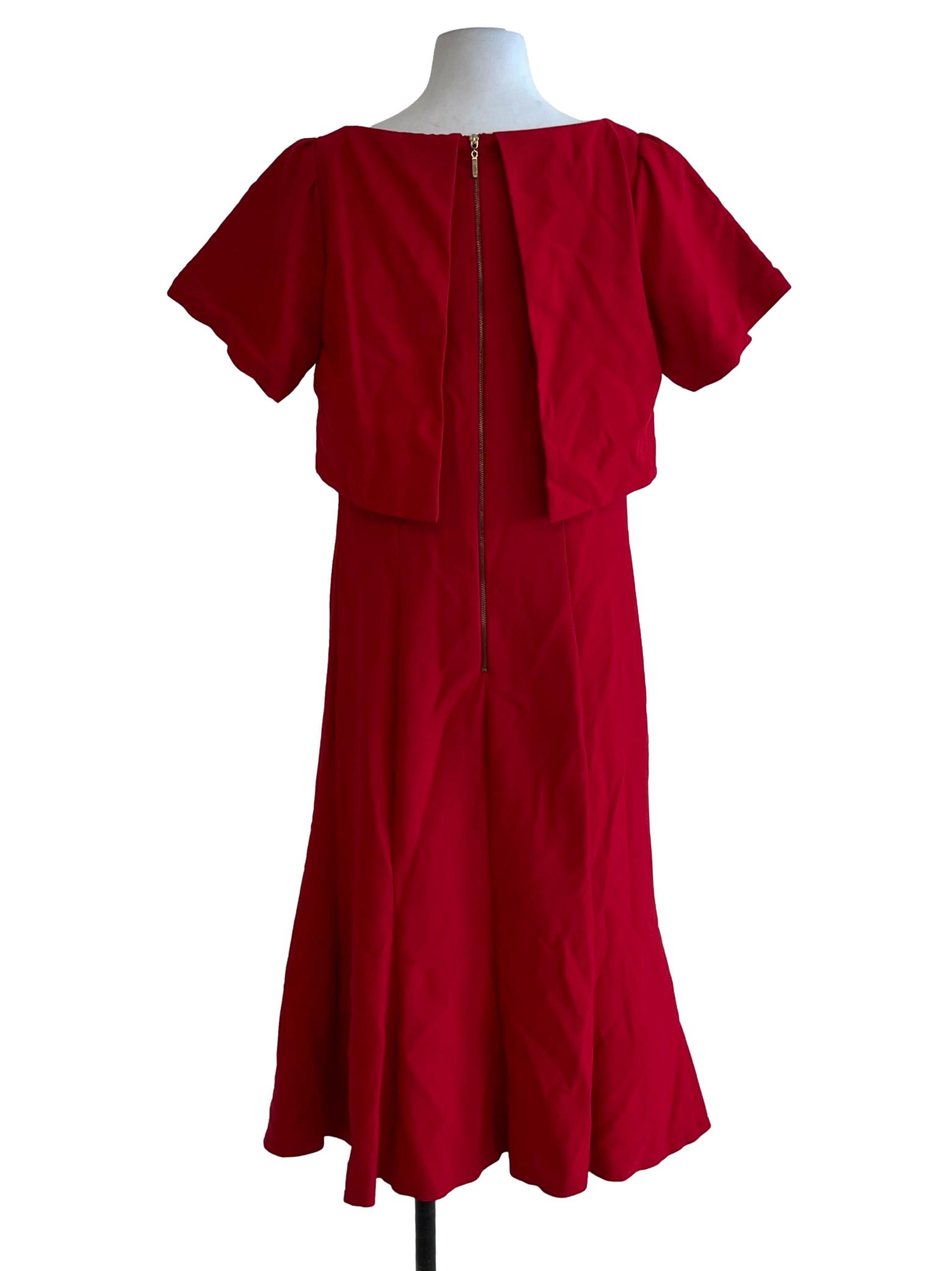 Blood Red Jewel Neckline Empire Dress