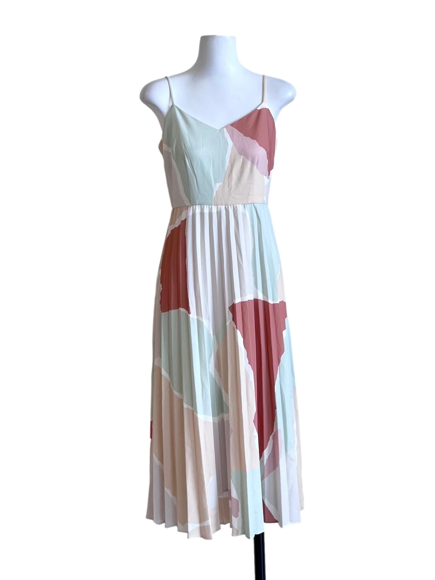 Ivory Beige Multi Colour Abstract Print Dress