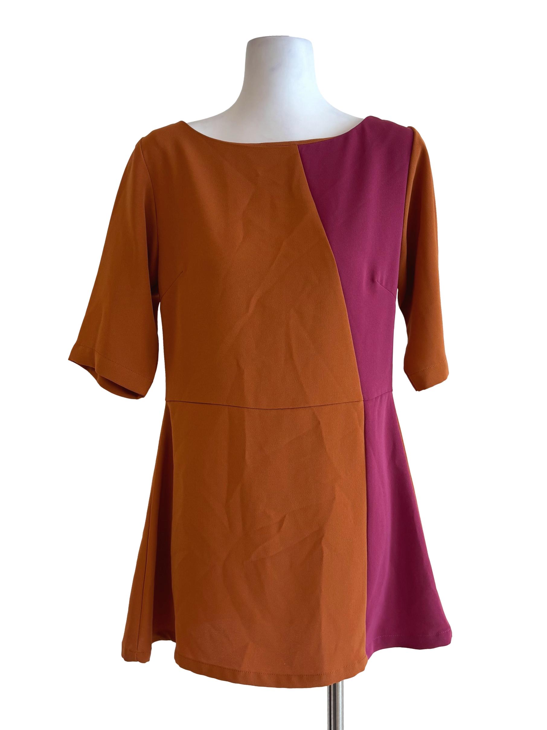Carrot Orange Magenta Streak Dress