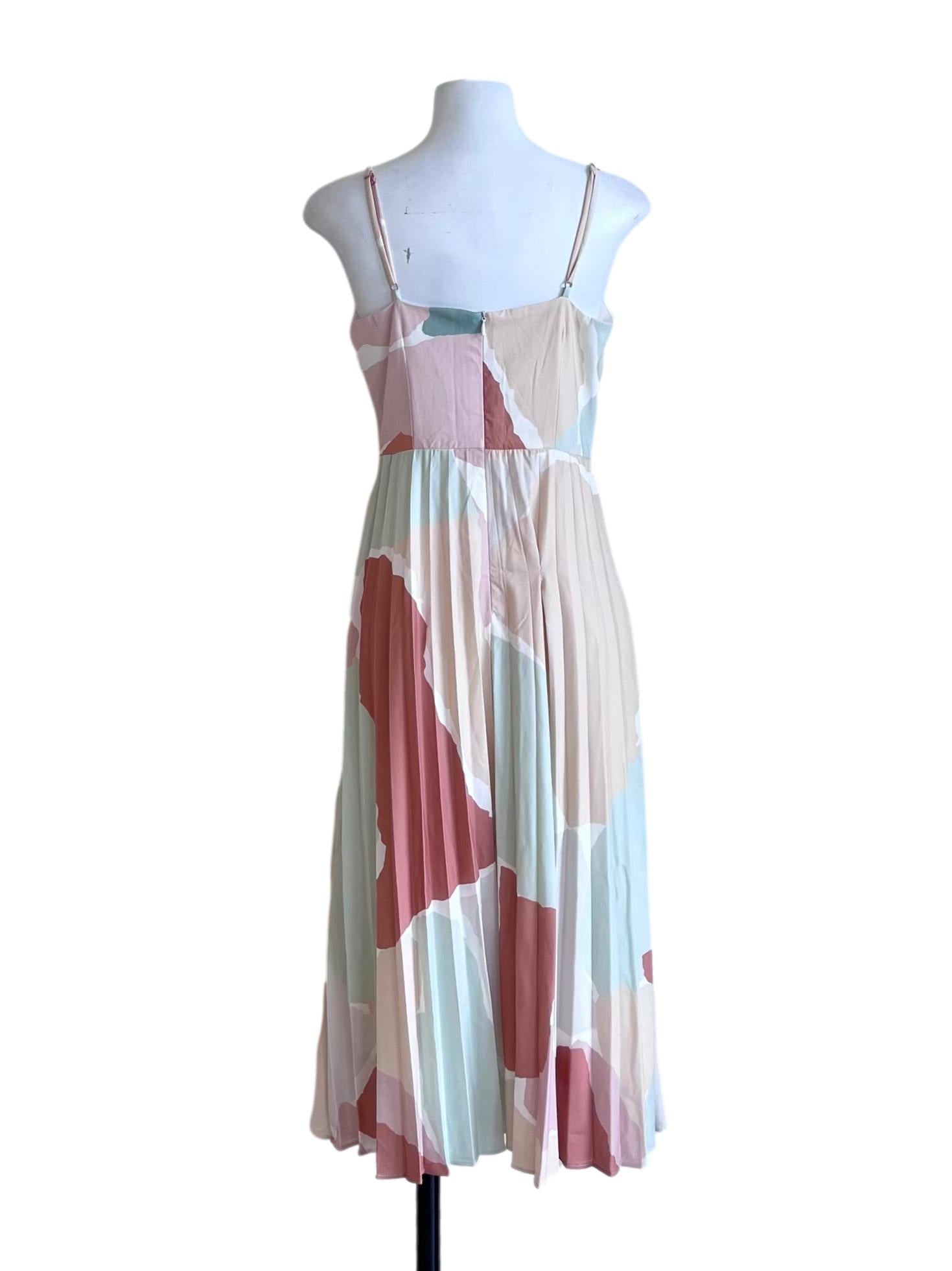 Ivory Beige Multi Colour Abstract Print Dress