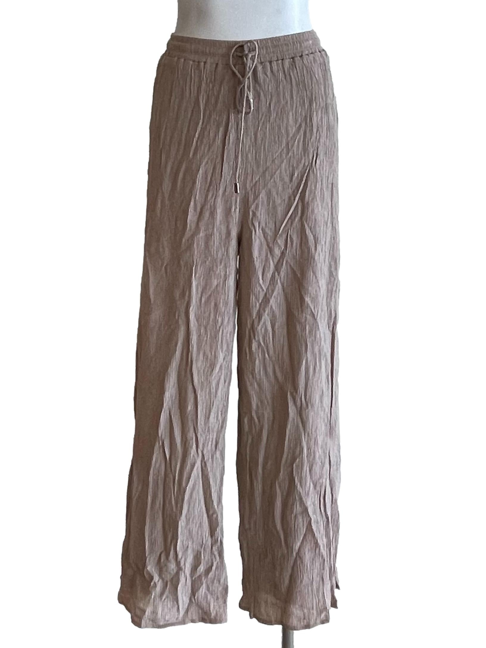 Latte Brown Textured Casual Pants