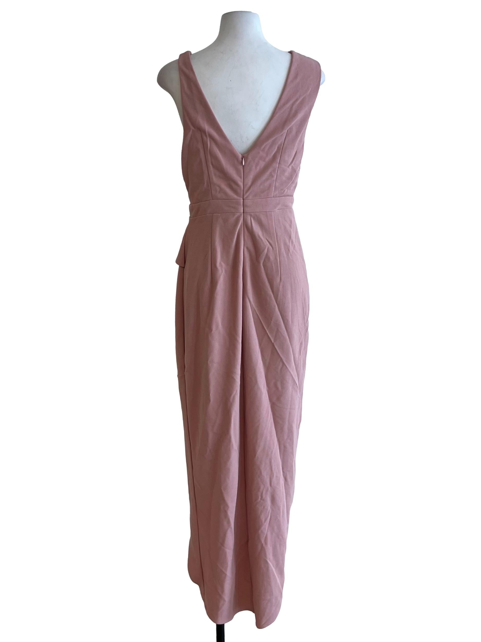 Blush Pink V-Neckline Sheath Dress