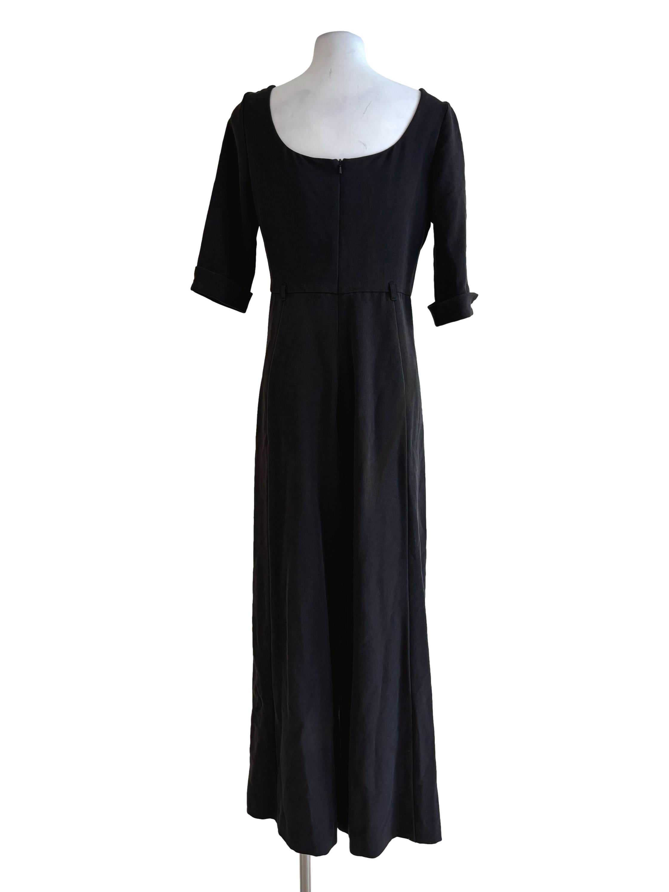 Jet Black Quarter Sleeve Cowl Jumpsuit