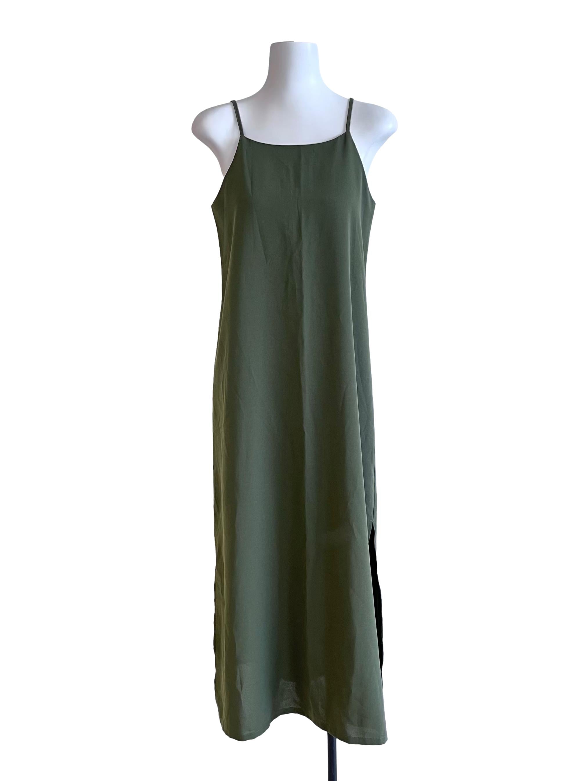 Moss Green Slip Midi Dress