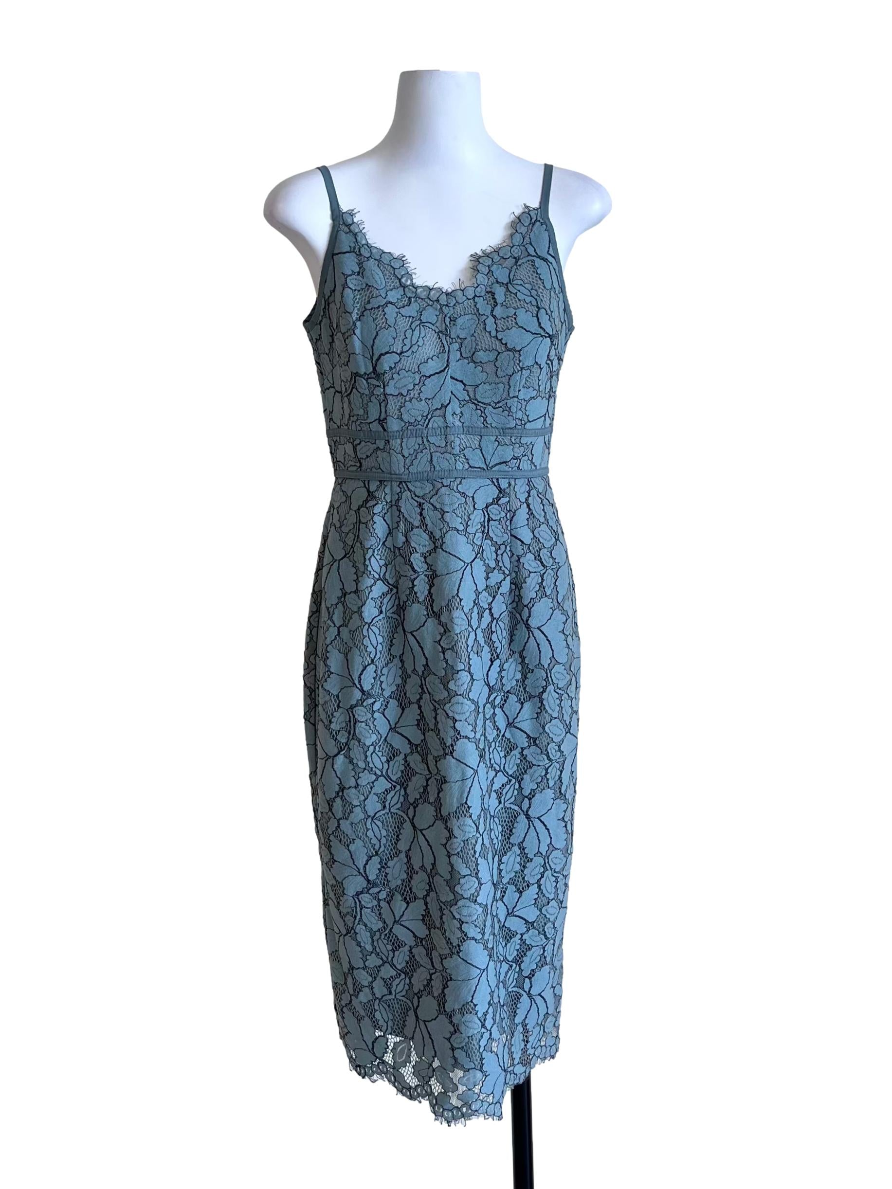 Sapphire Blue Floral Lace Dress
