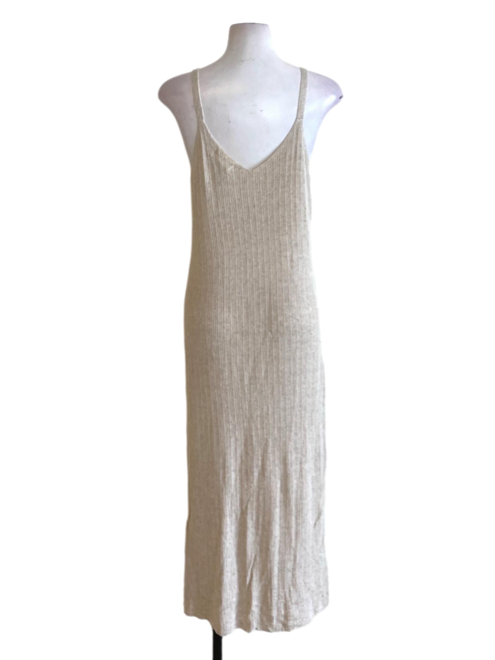 Beige Brown Scoop Neck Buttoned Down Knitted Bodycon Dress