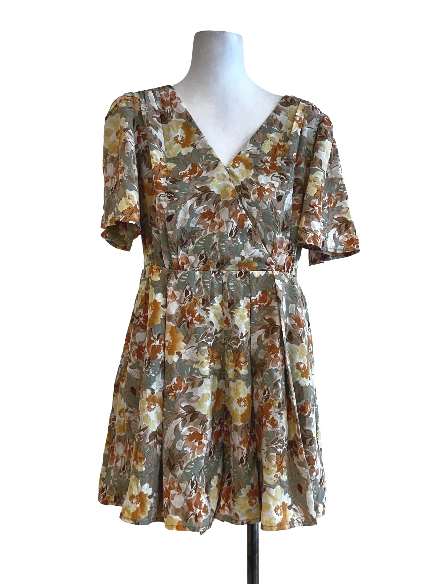 Yam Orange Flower Patter Rompers