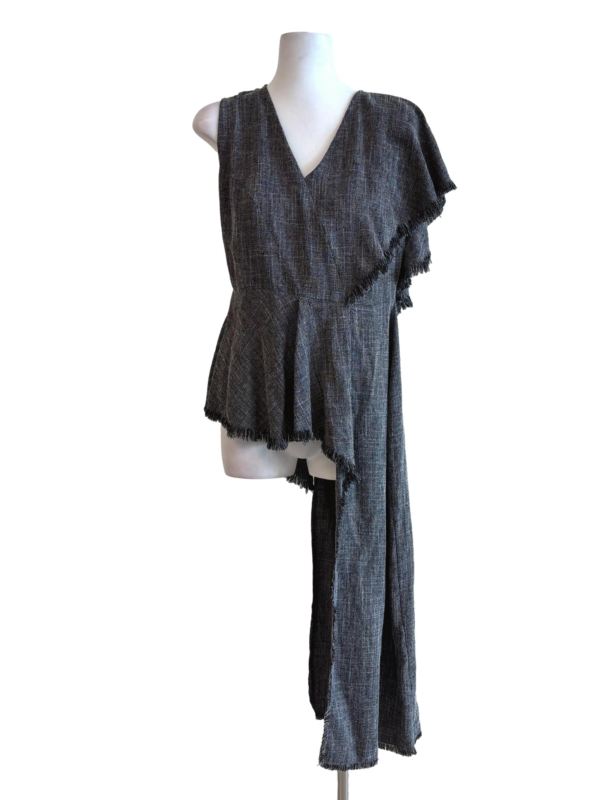 Abbey Side Drape Tweed Top