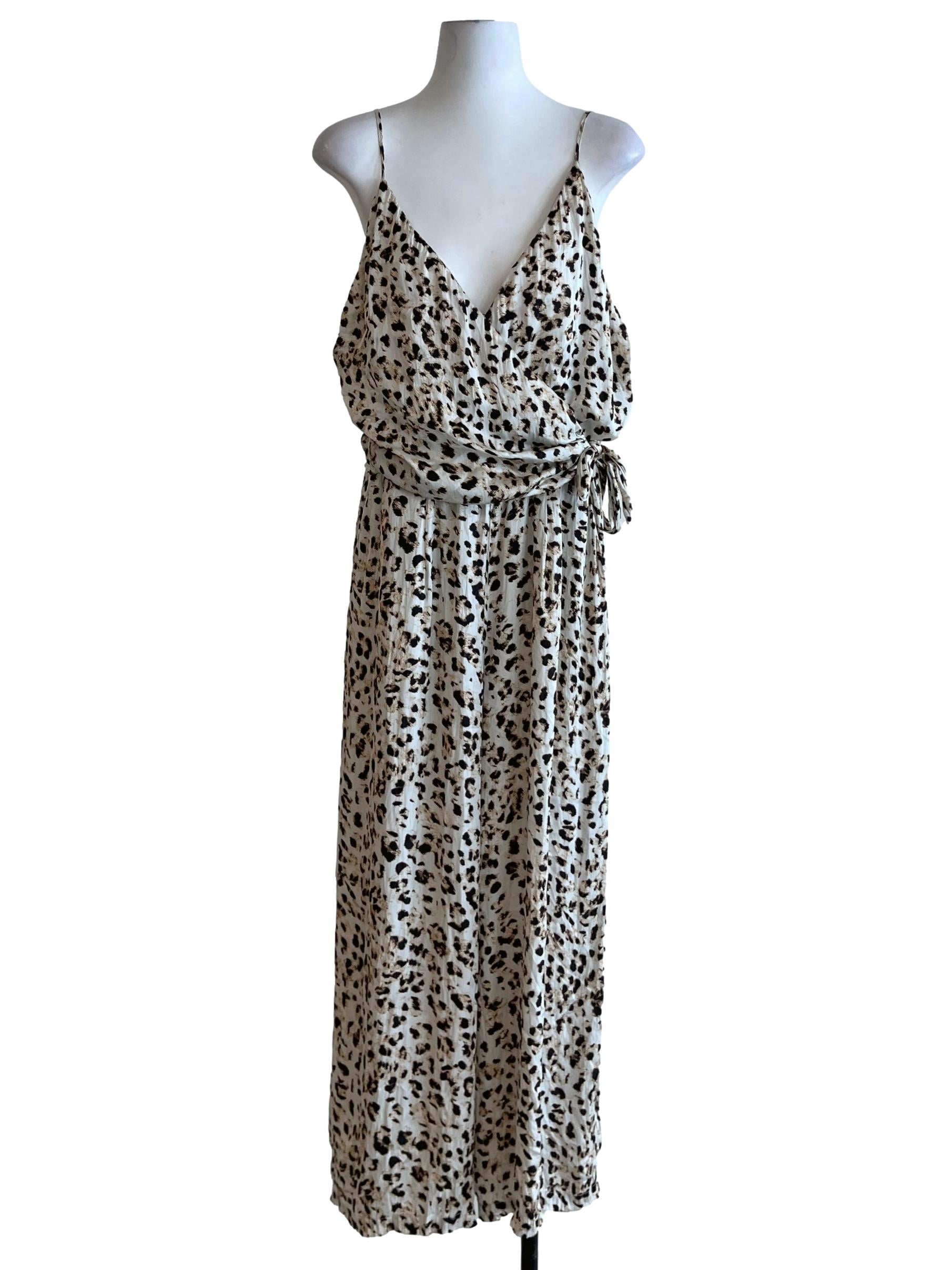 White Cheetah Print Jumpsuit