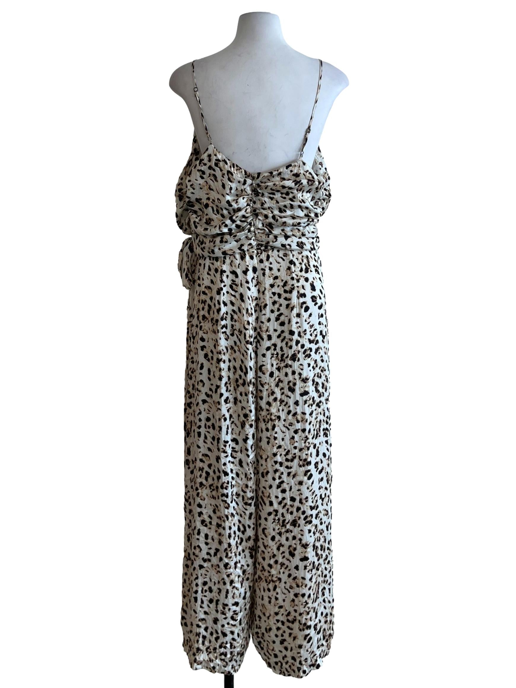 White Cheetah Print Jumpsuit