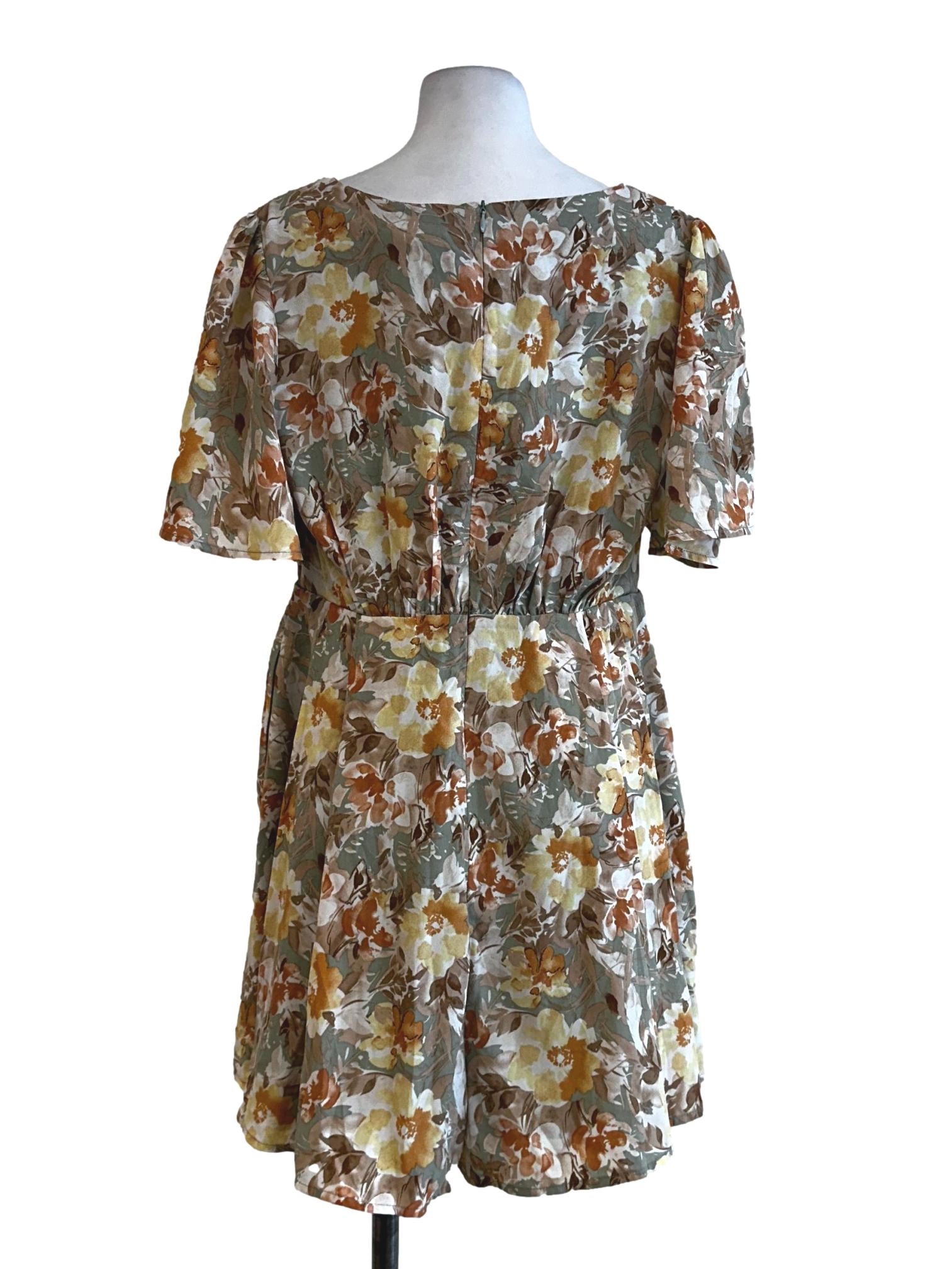 Yam Orange Flower Patter Rompers