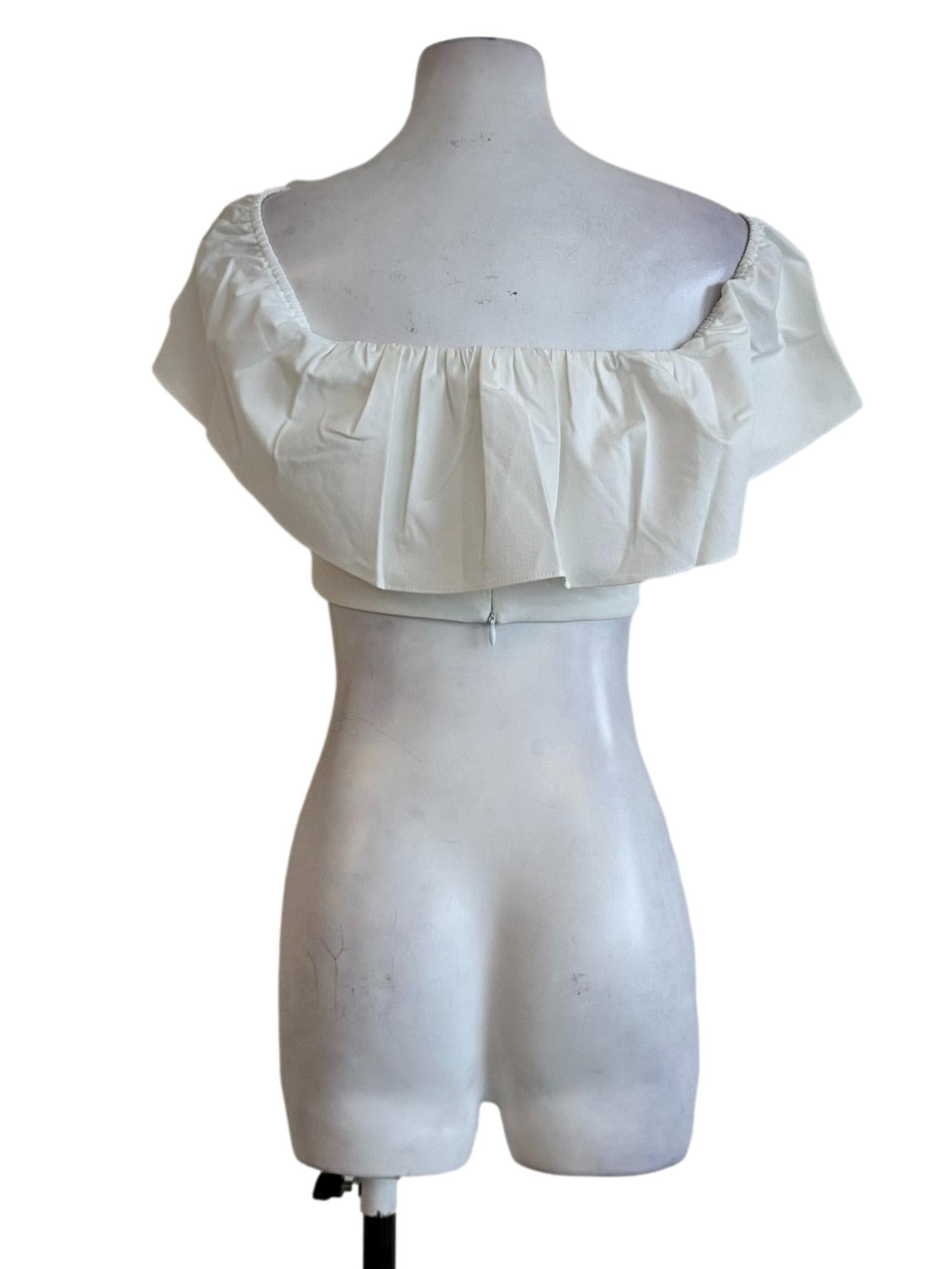 Daisy White Padded Off Shoulder Crop Top